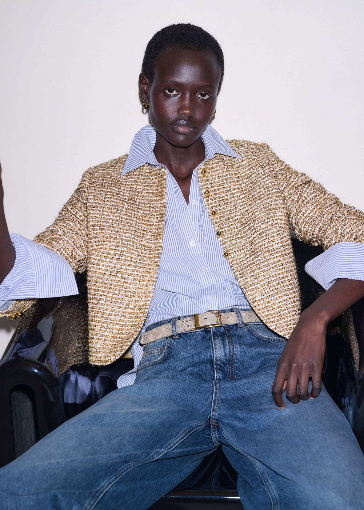 Gold Metallic Crop Evening Jacket meandem