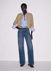 Gold Metallic Crop Evening Jacket meandem