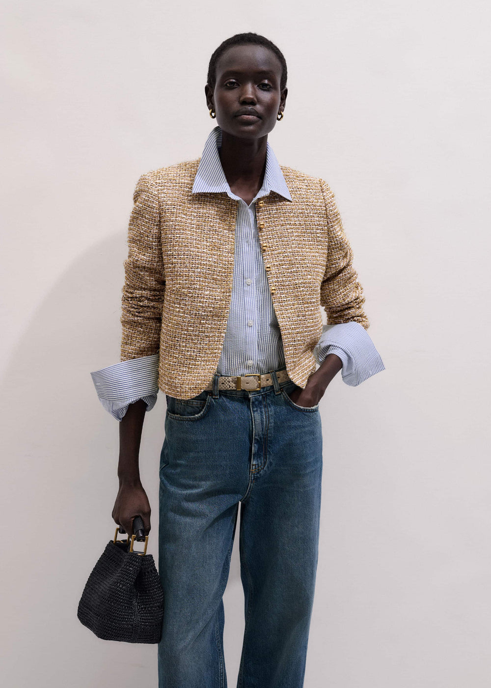 Gold Metallic Crop Evening Jacket meandem