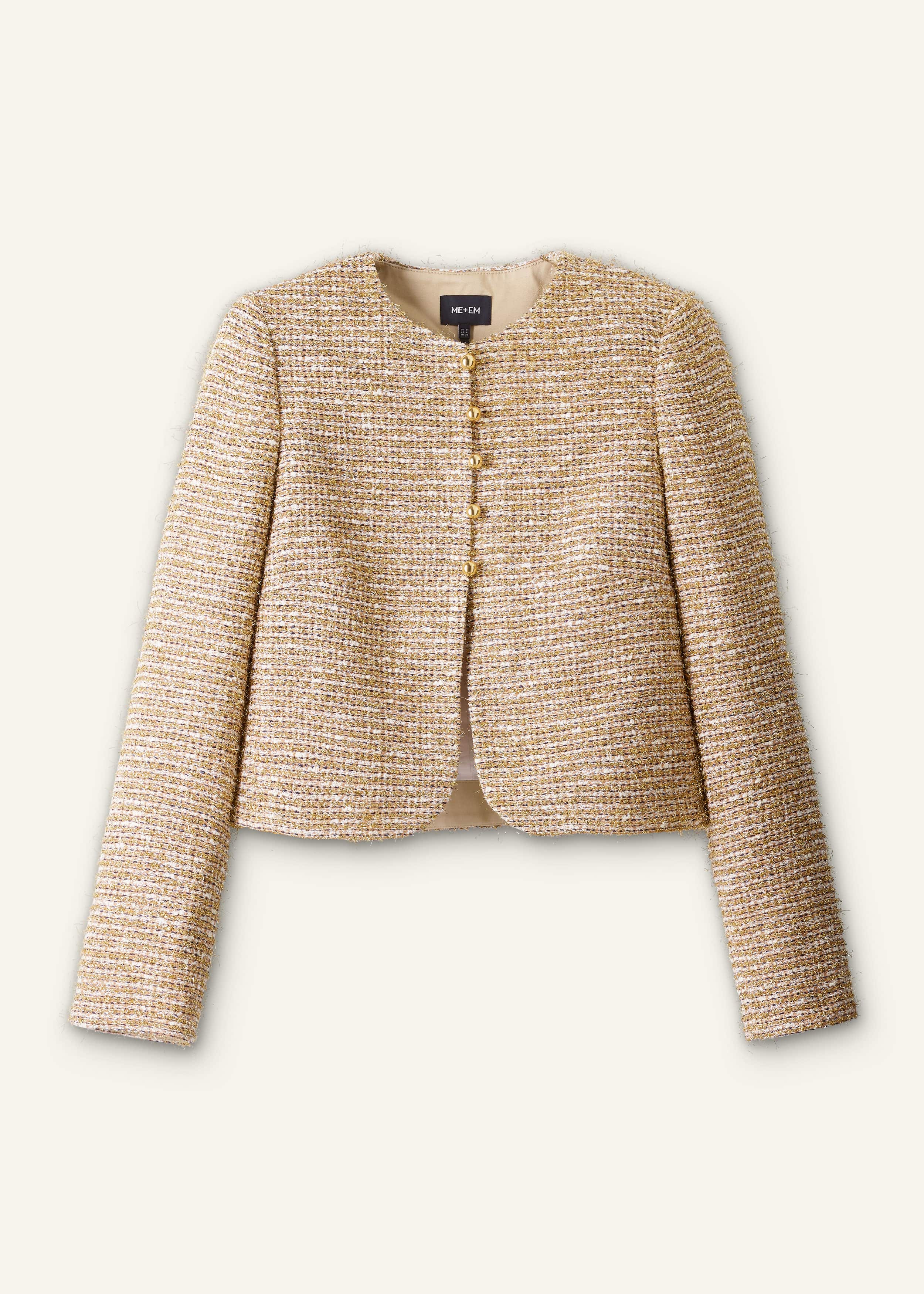 Gold Metallic Crop Evening Jacket meandem