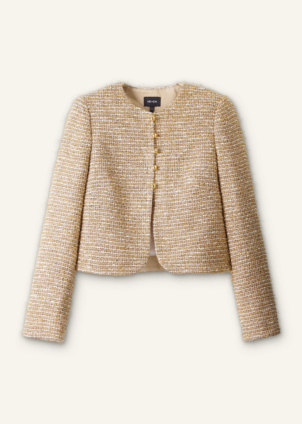 Gold Metallic Crop Evening Jacket meandem