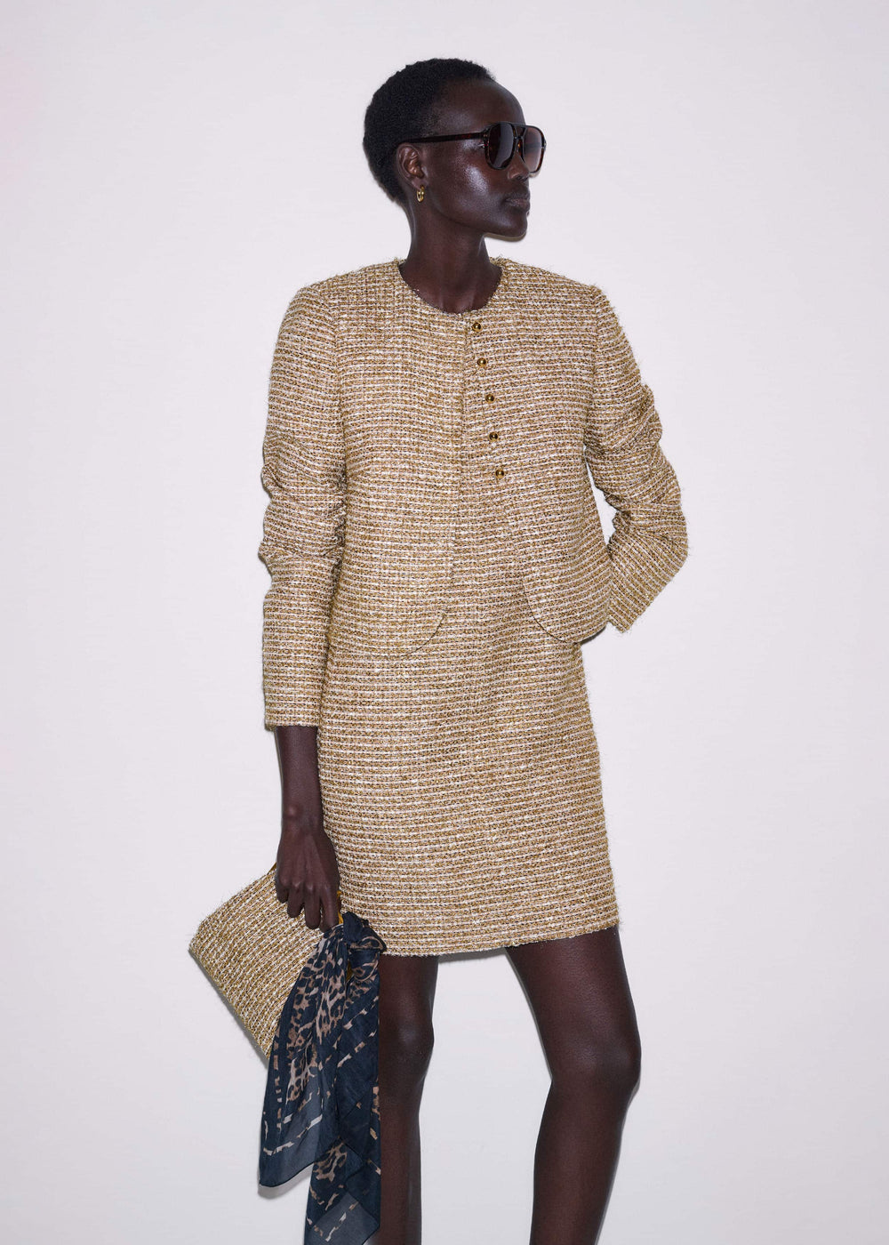 Gold Metallic Crop Evening Jacket meandem