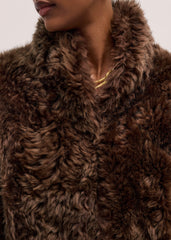 Brown Luxe Shearling Evening Crop Jacket meandem