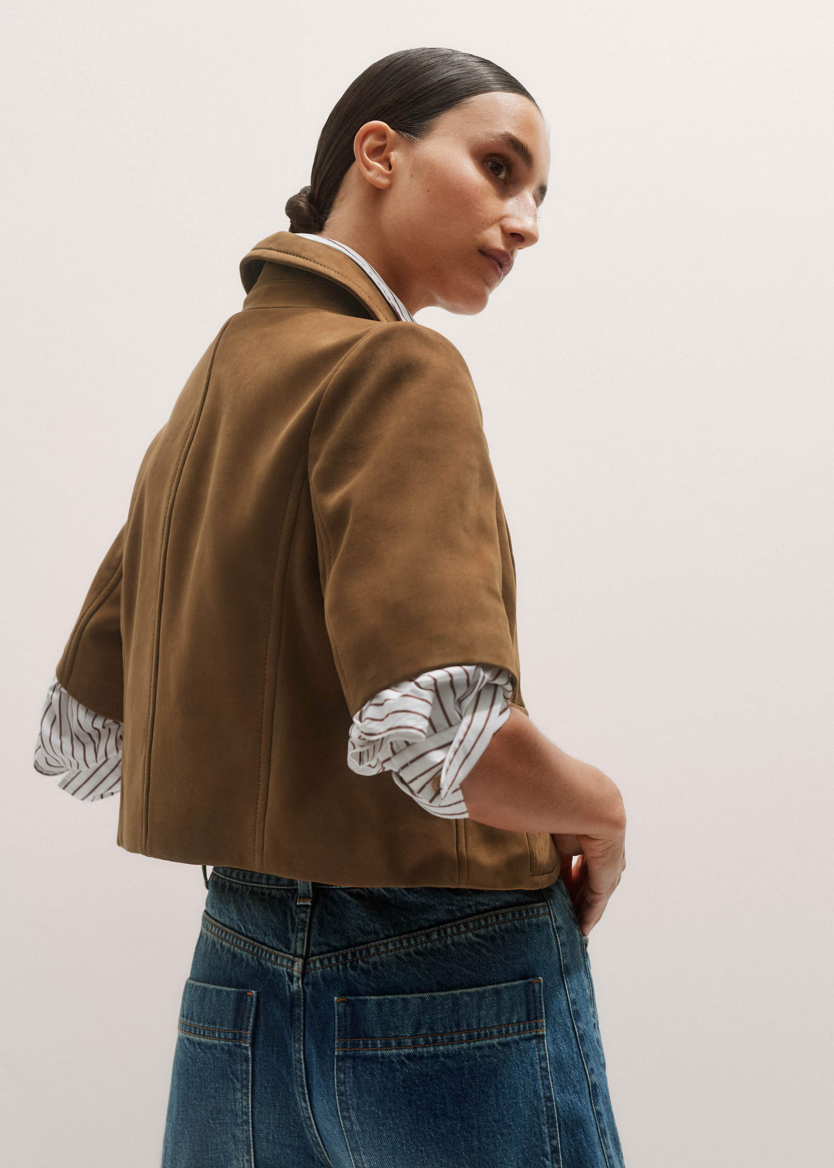 Brown Everyday Short Sleeve Jacket meandem