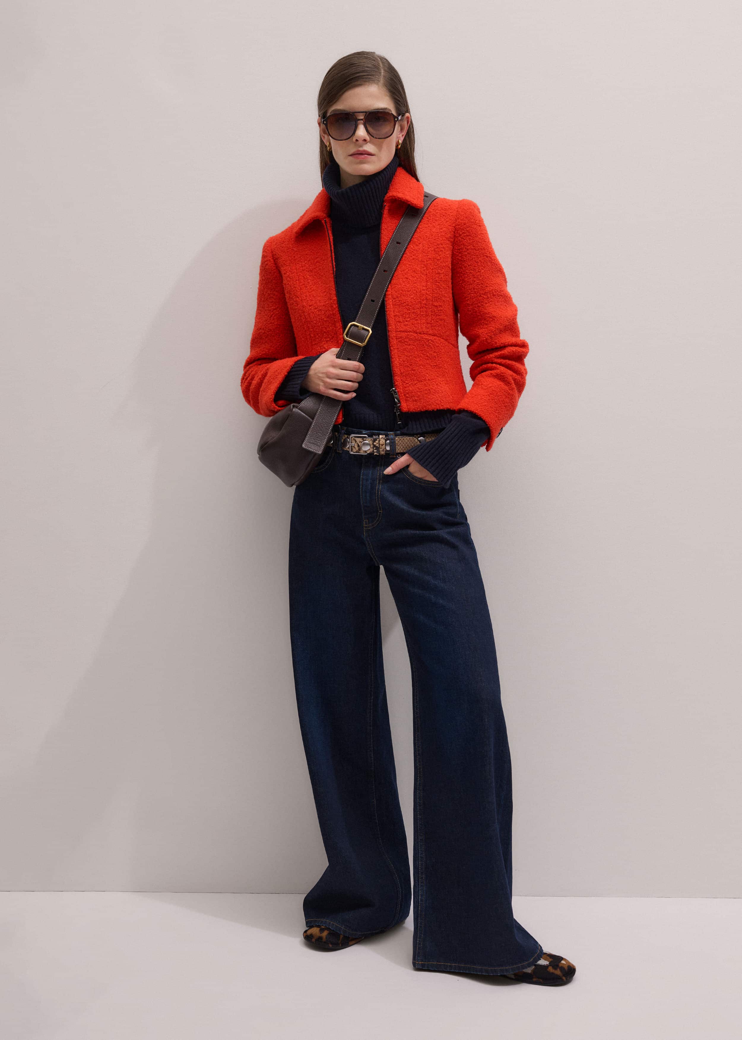 Orange Cropped Bouclé Jacket meandem