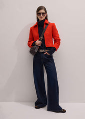 Orange Cropped Bouclé Jacket meandem