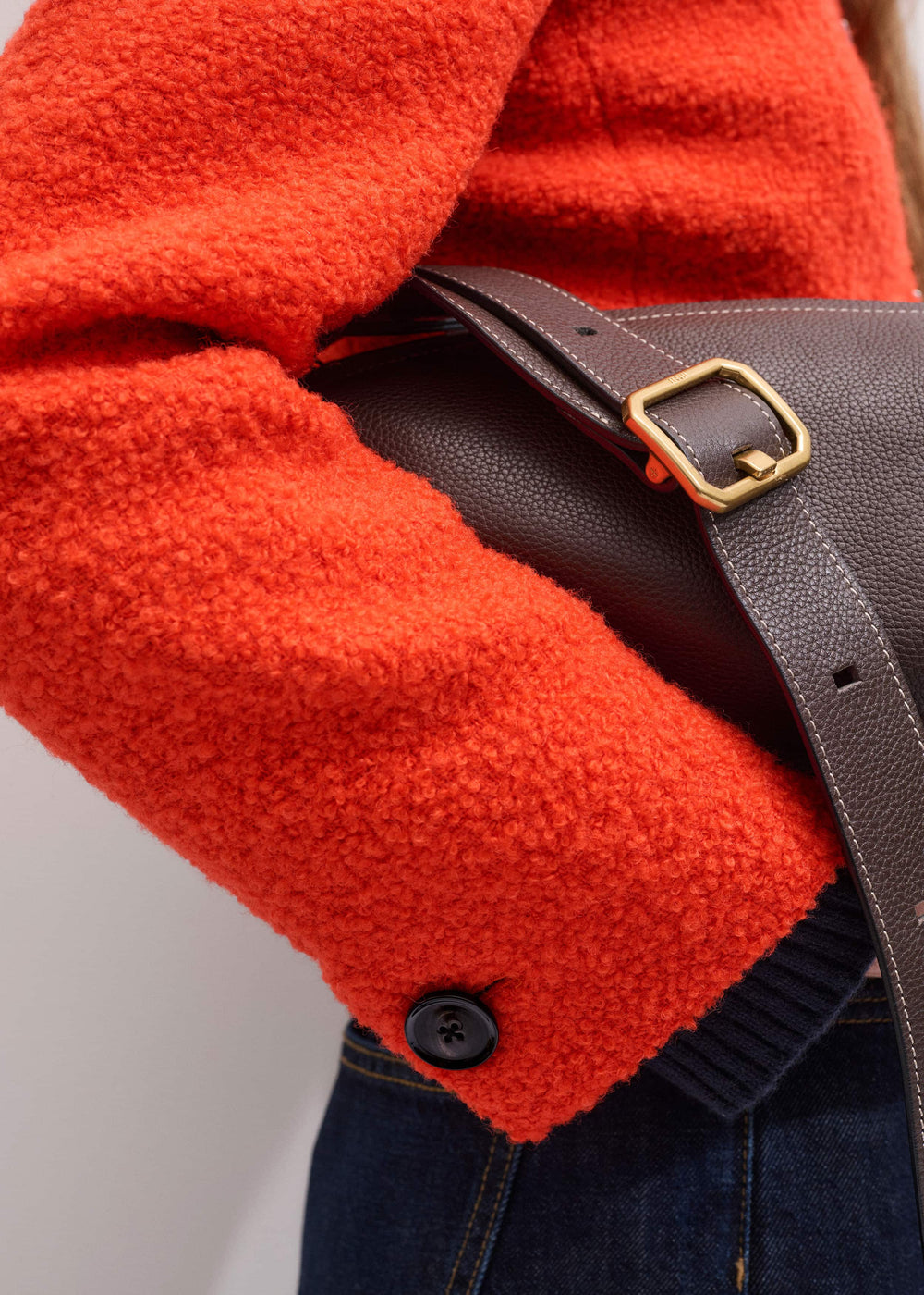Orange Cropped Bouclé Jacket meandem