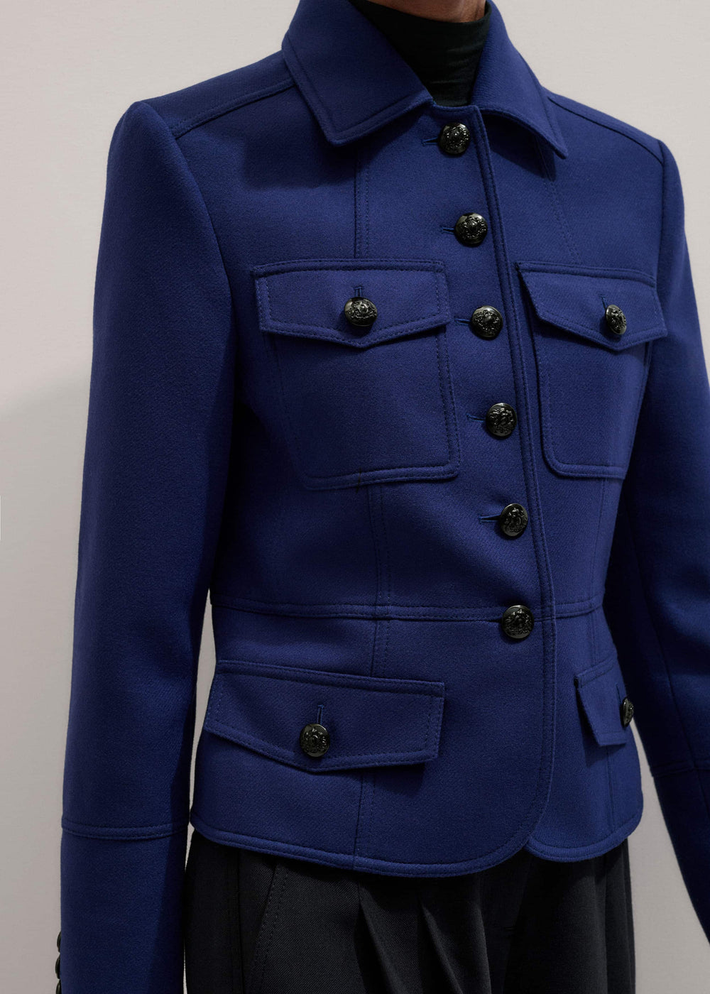 Blue Fitted Military Jacket meandem