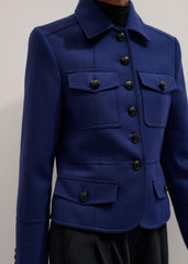 Blue Fitted Military Jacket meandem