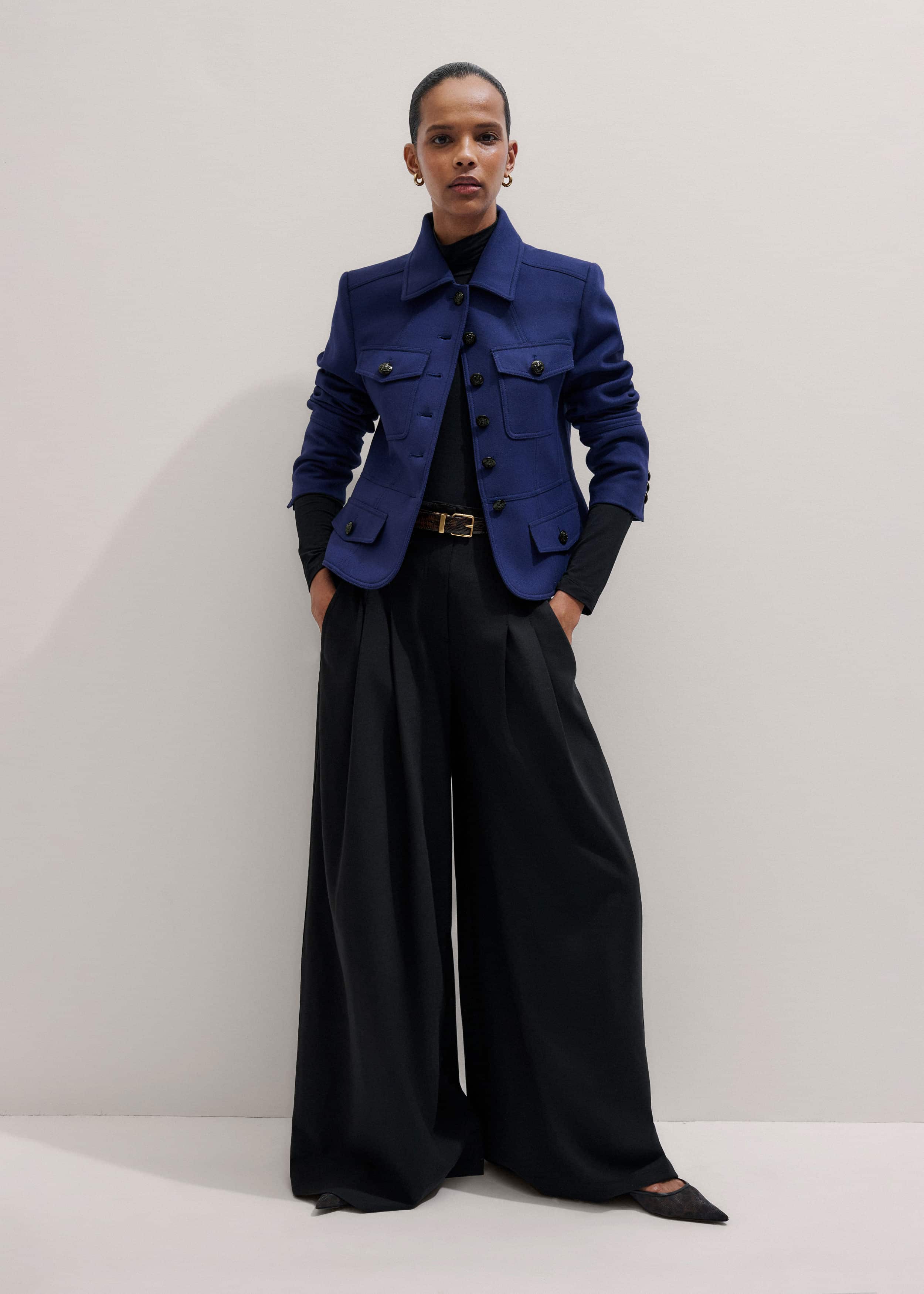 Blue Fitted Military Jacket meandem