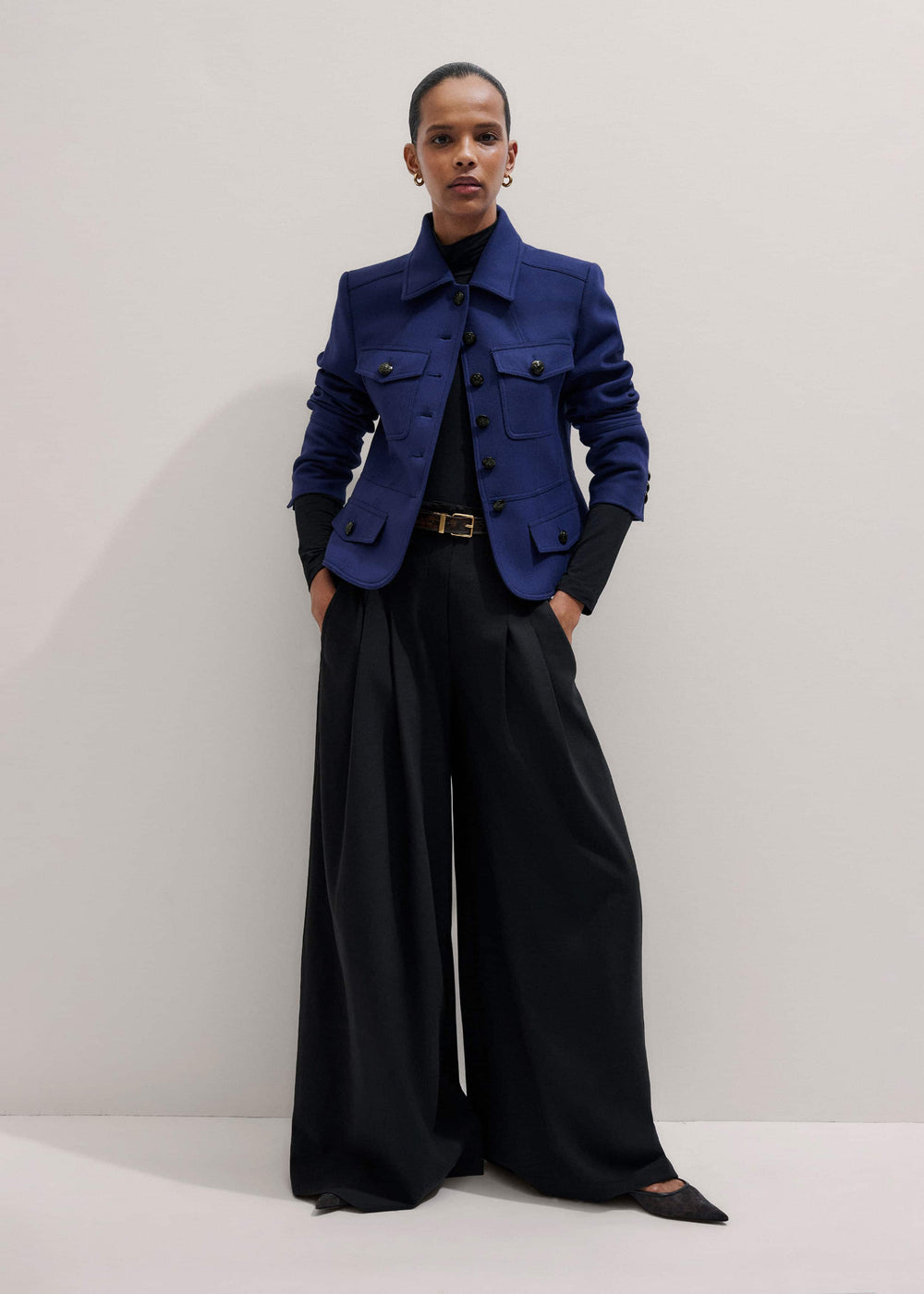 Blue Fitted Military Jacket meandem
