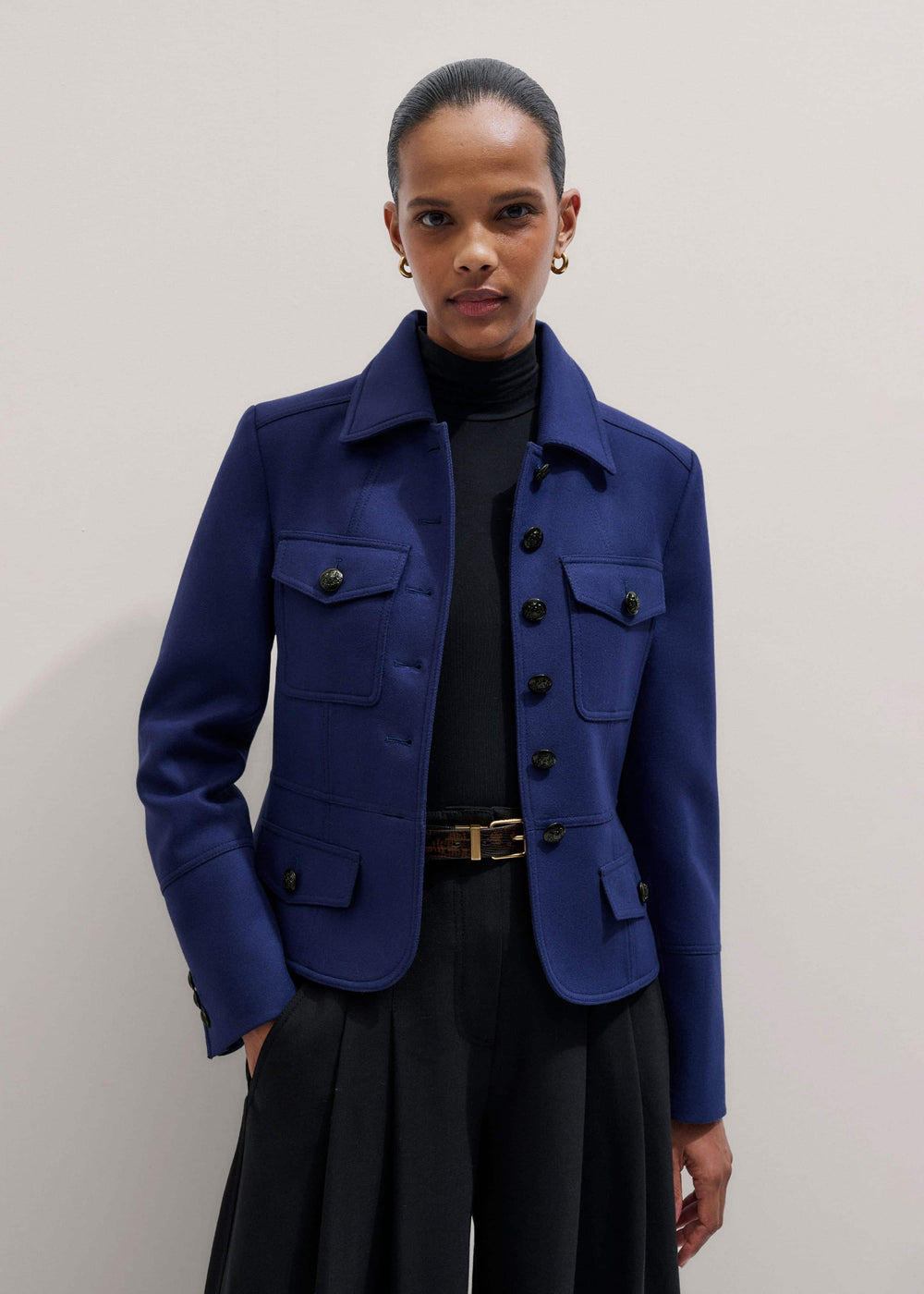 Blue Fitted Military Jacket meandem