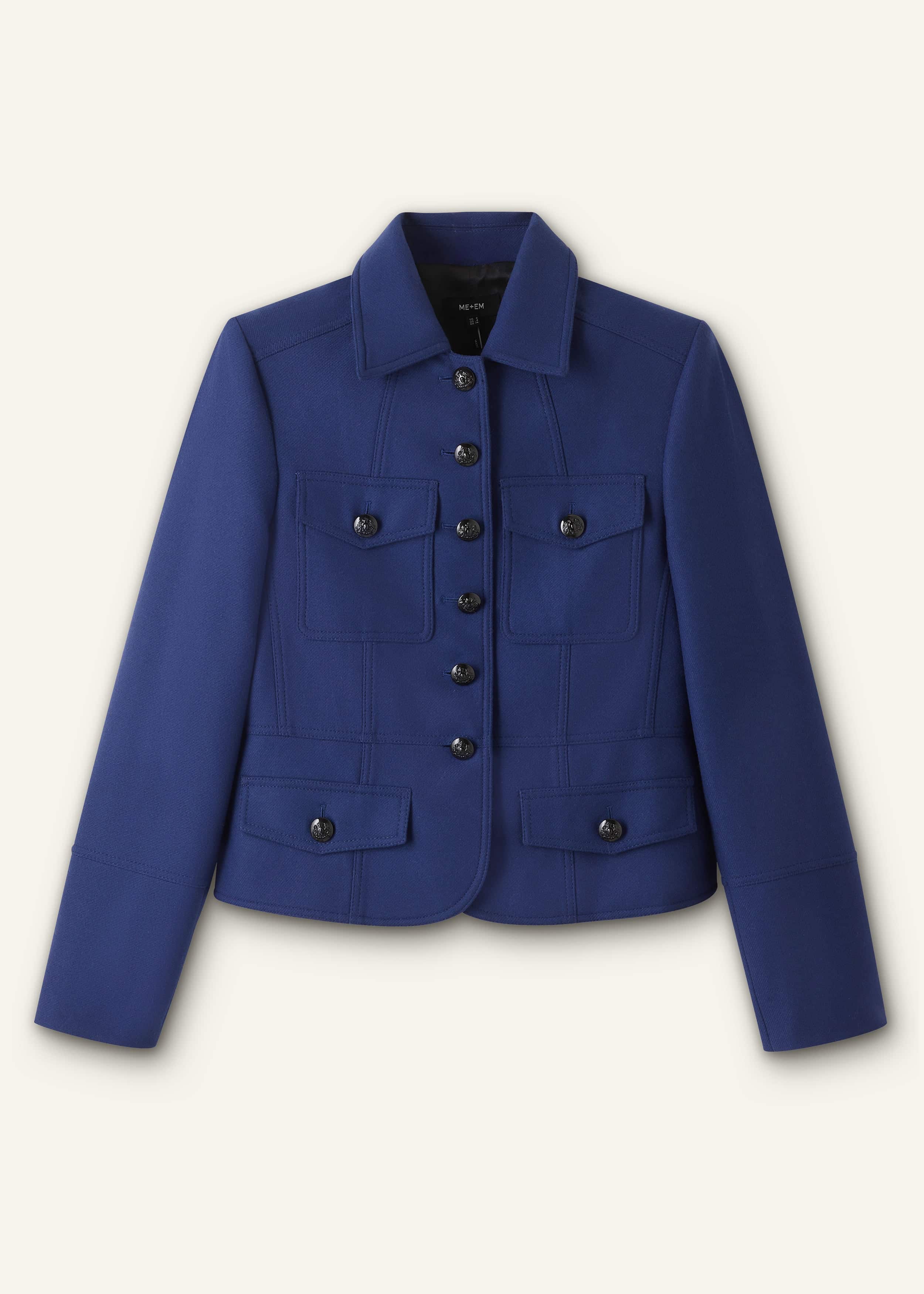 Blue Fitted Military Jacket meandem