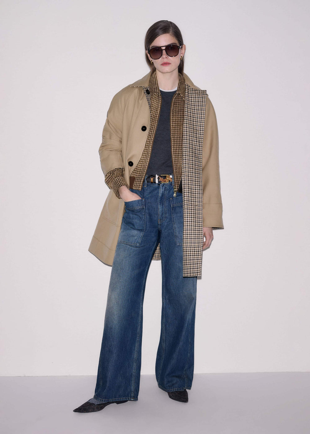 Brown Super Soft Houndstooth Bomber Jacket meandem