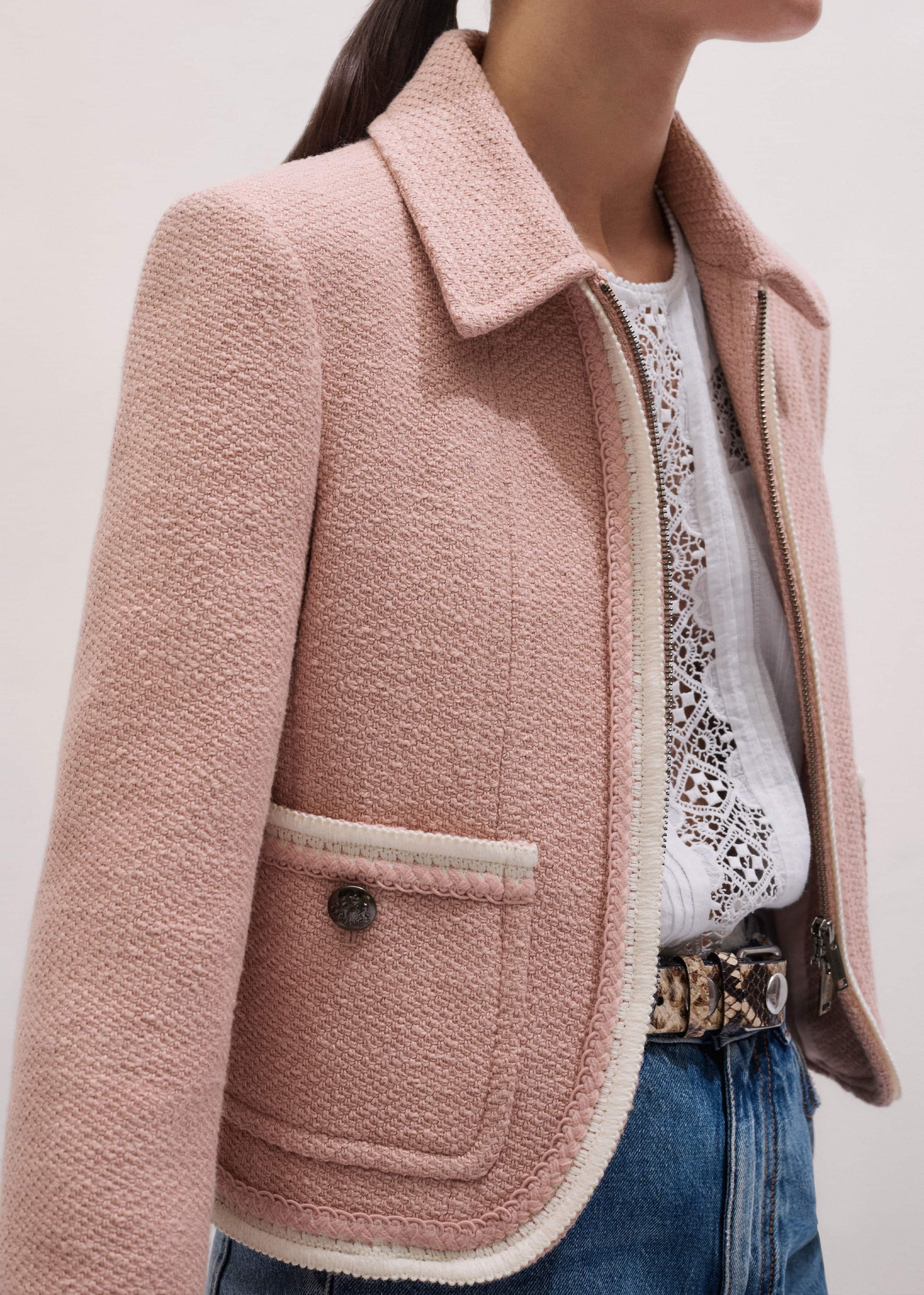 Pink Straight Crop Jacket meandem