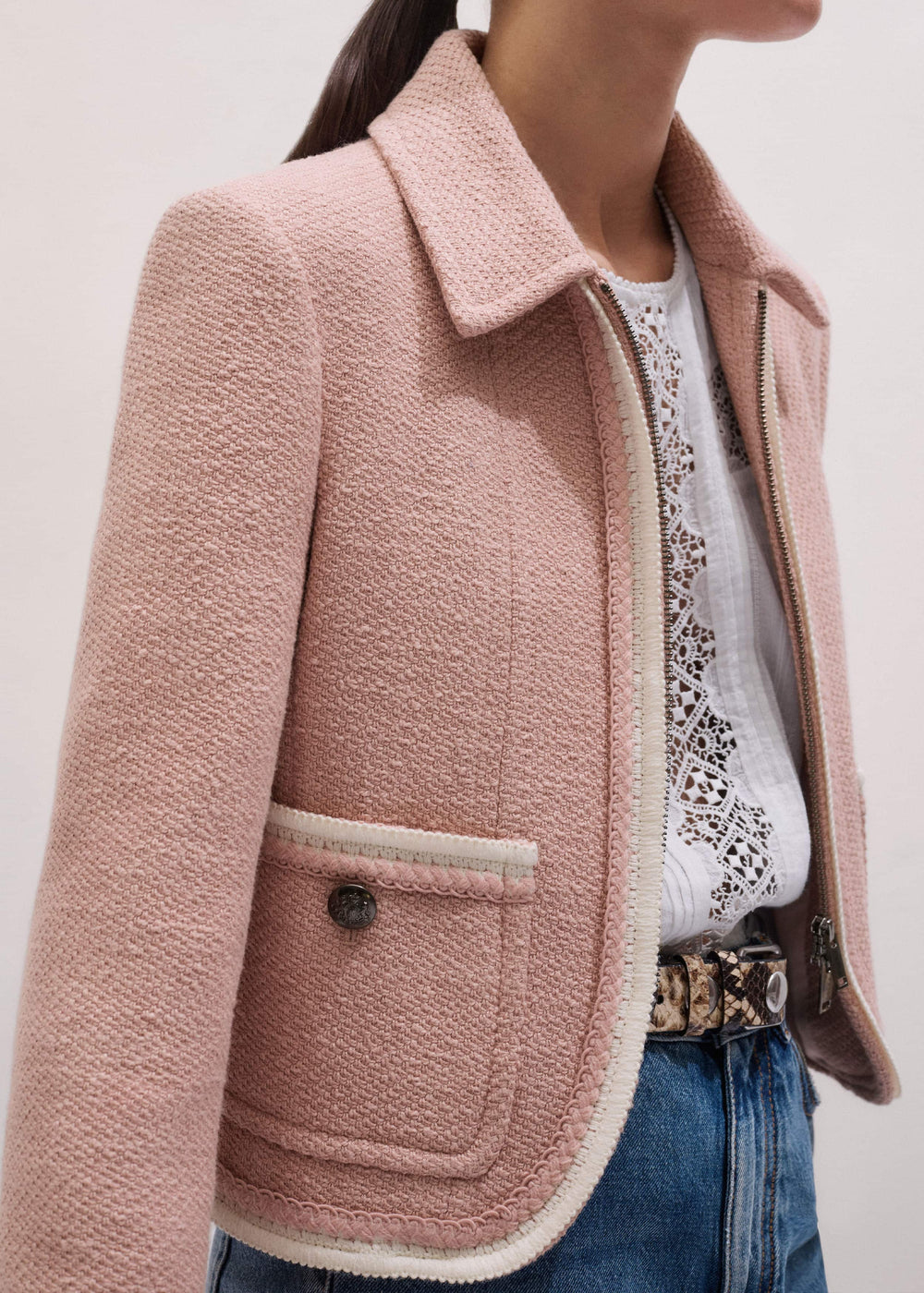 Pink Straight Crop Jacket meandem