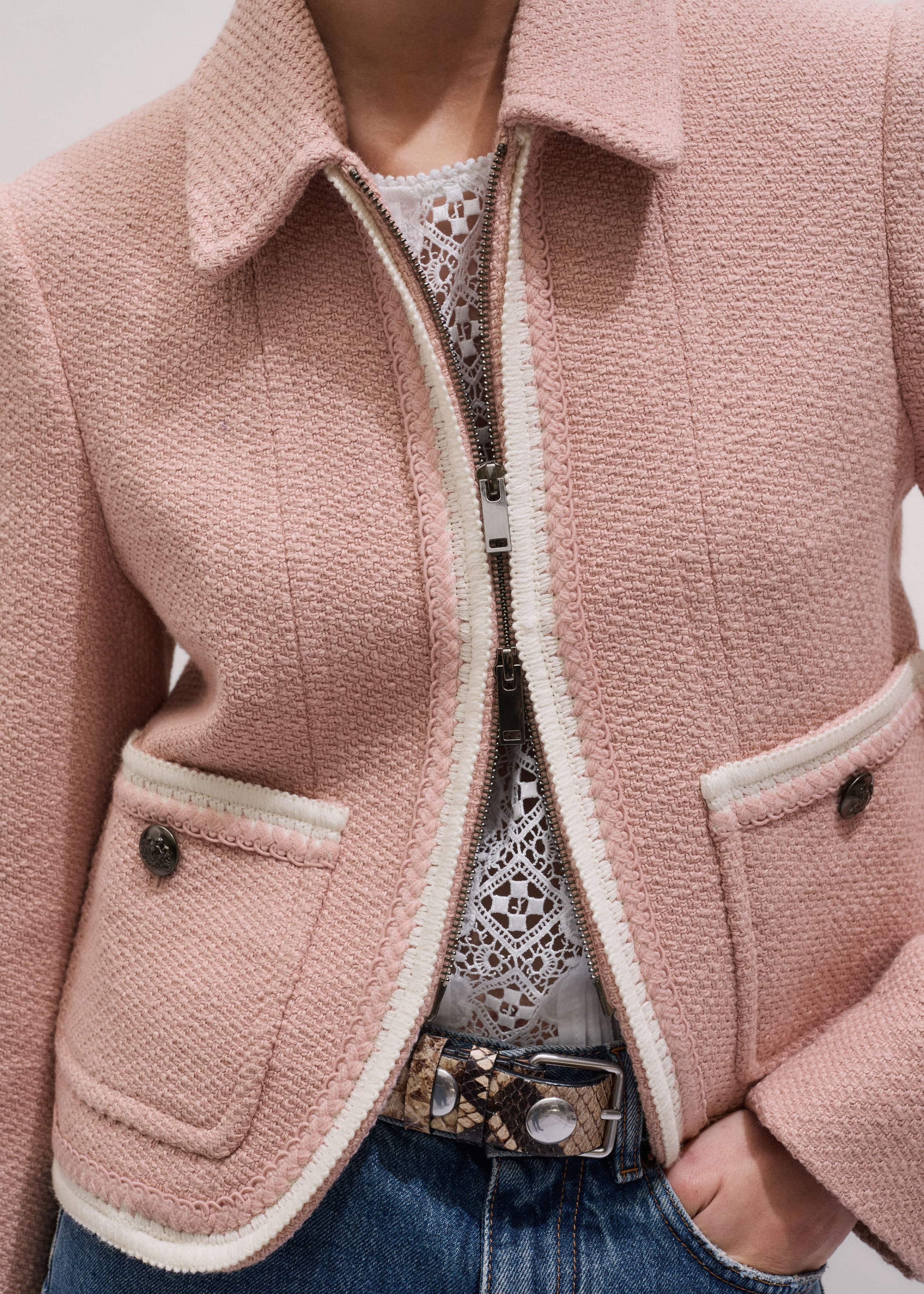 Pink Straight Crop Jacket meandem