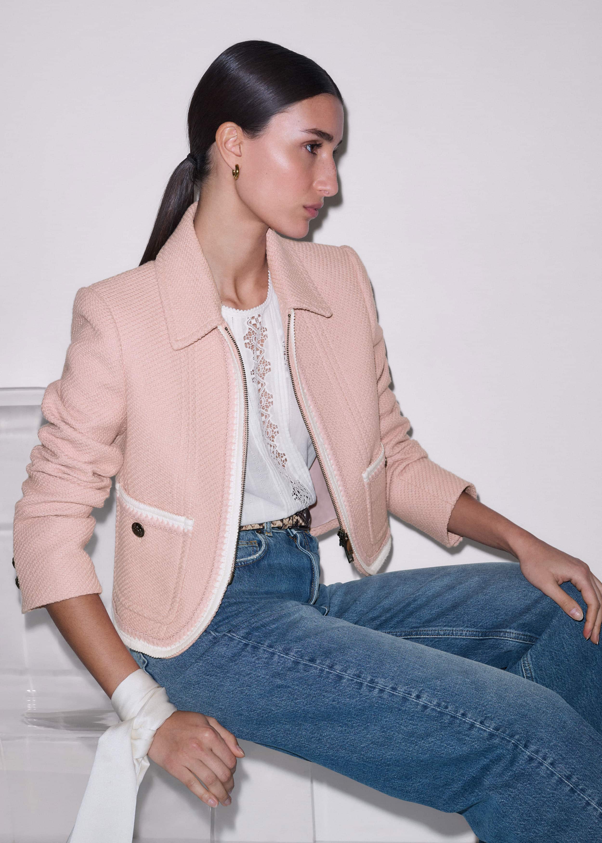 Pink Straight Crop Jacket meandem