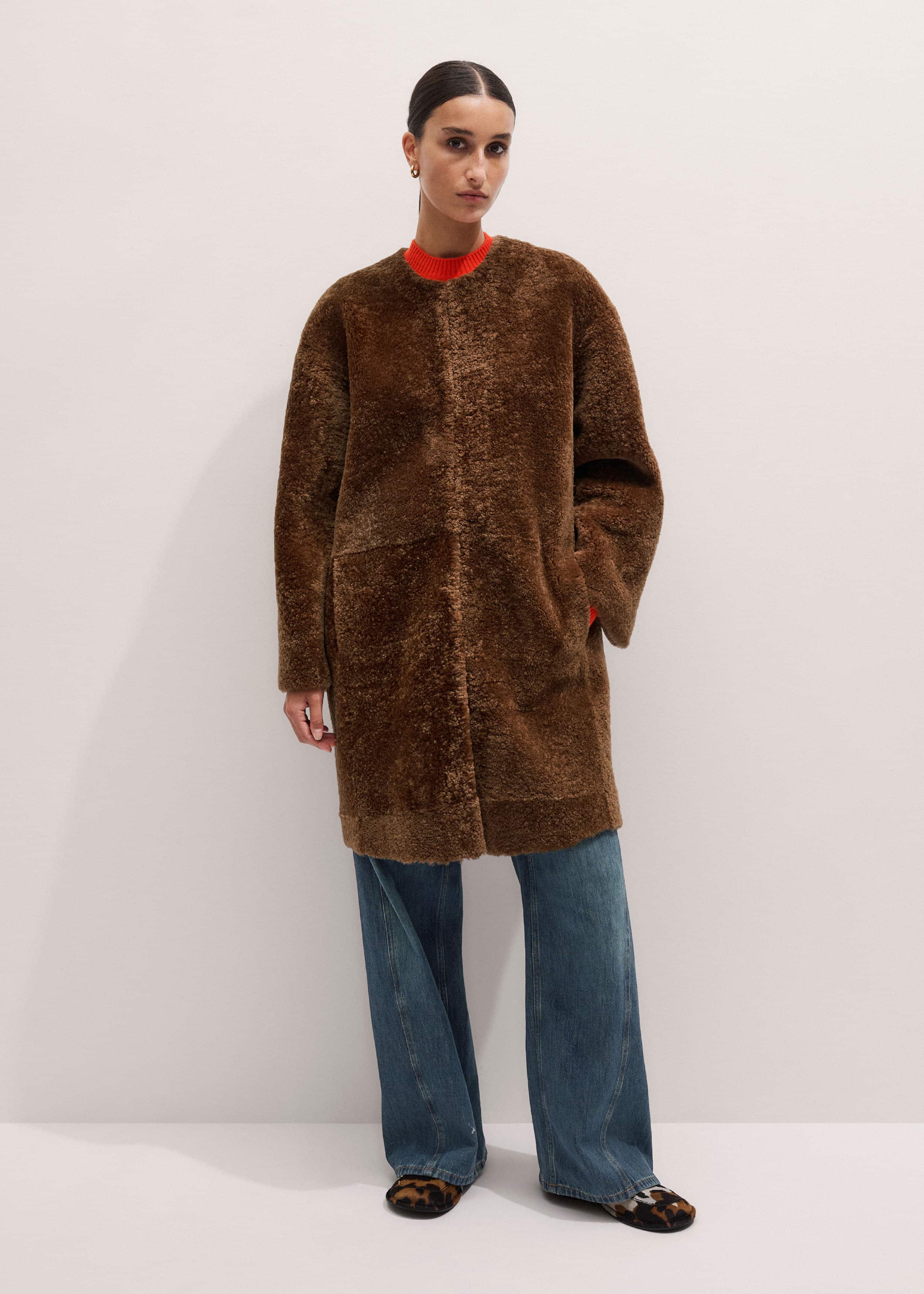 Brown Shearling Coat meandem