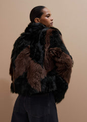 Brown Luxe Patchwork Coat meandem