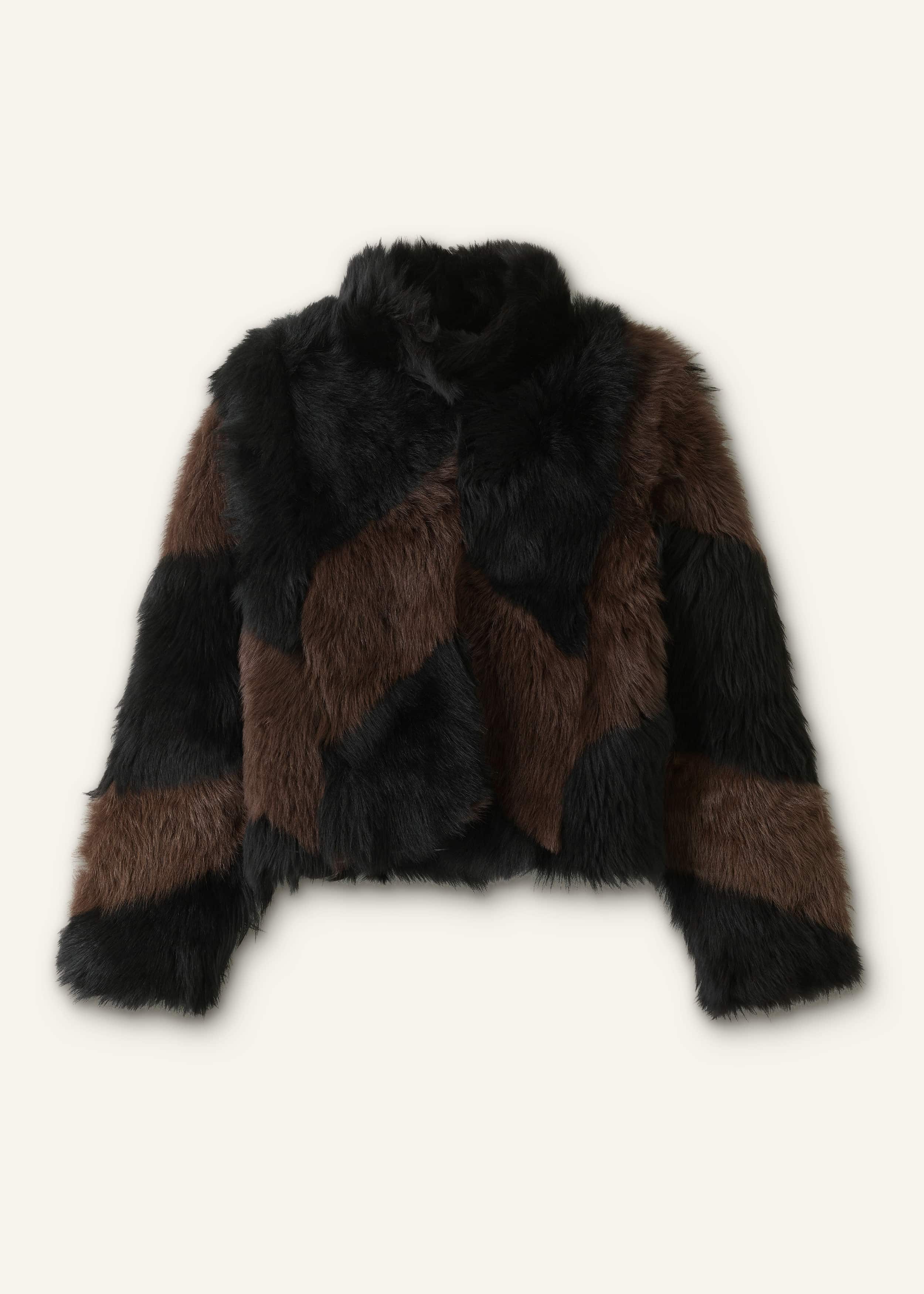 Brown Luxe Patchwork Coat meandem