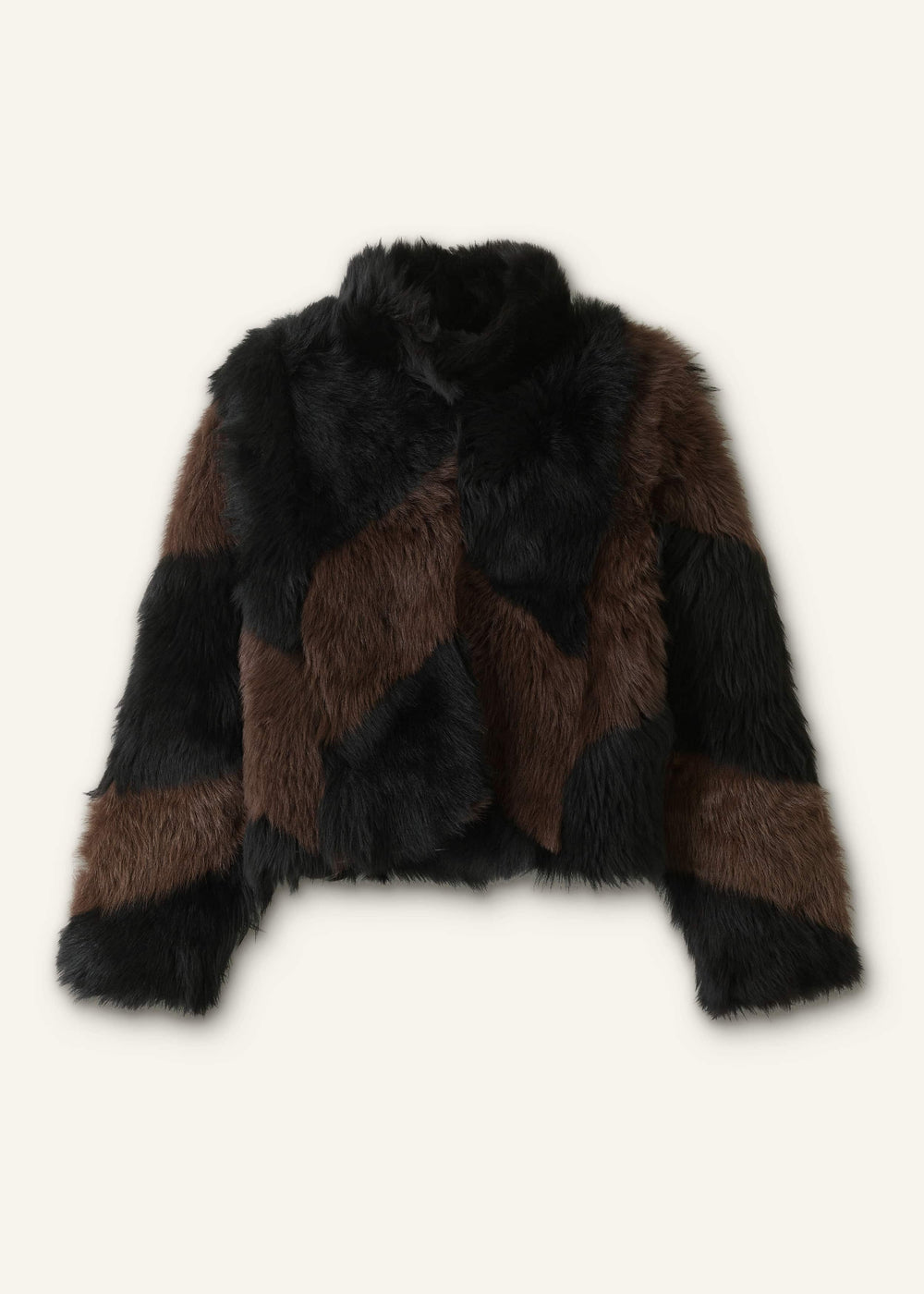 Brown Luxe Patchwork Coat meandem