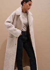 Cream Reversible Shearling Coat + Belt meandem