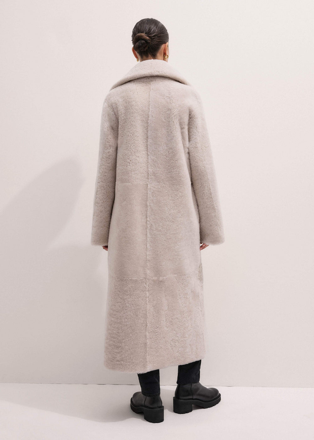 Cream Reversible Shearling Coat + Belt meandem
