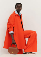 Orange Sculptural Sleeve Swing Coat meandem