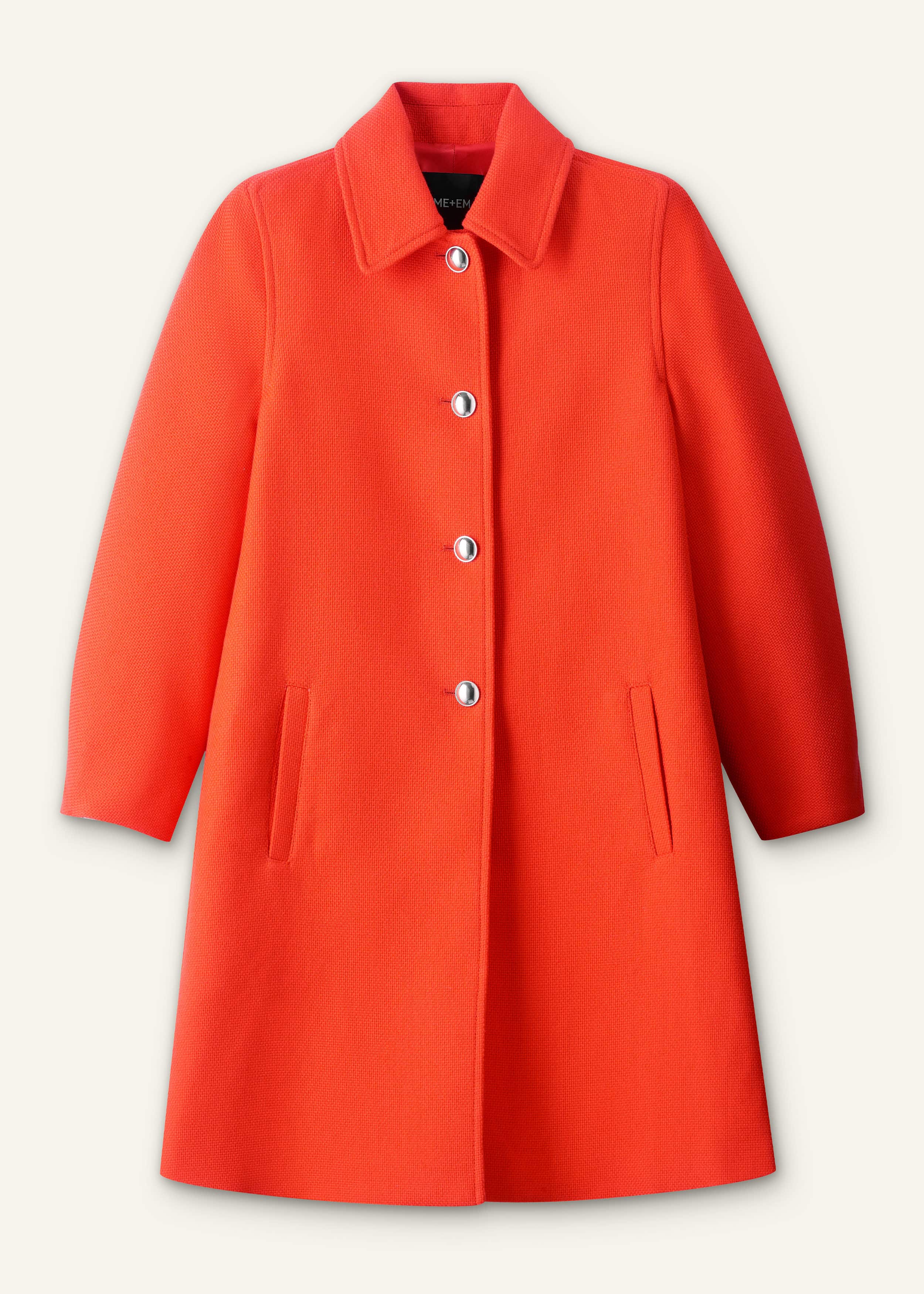 Orange Sculptural Sleeve Swing Coat meandem