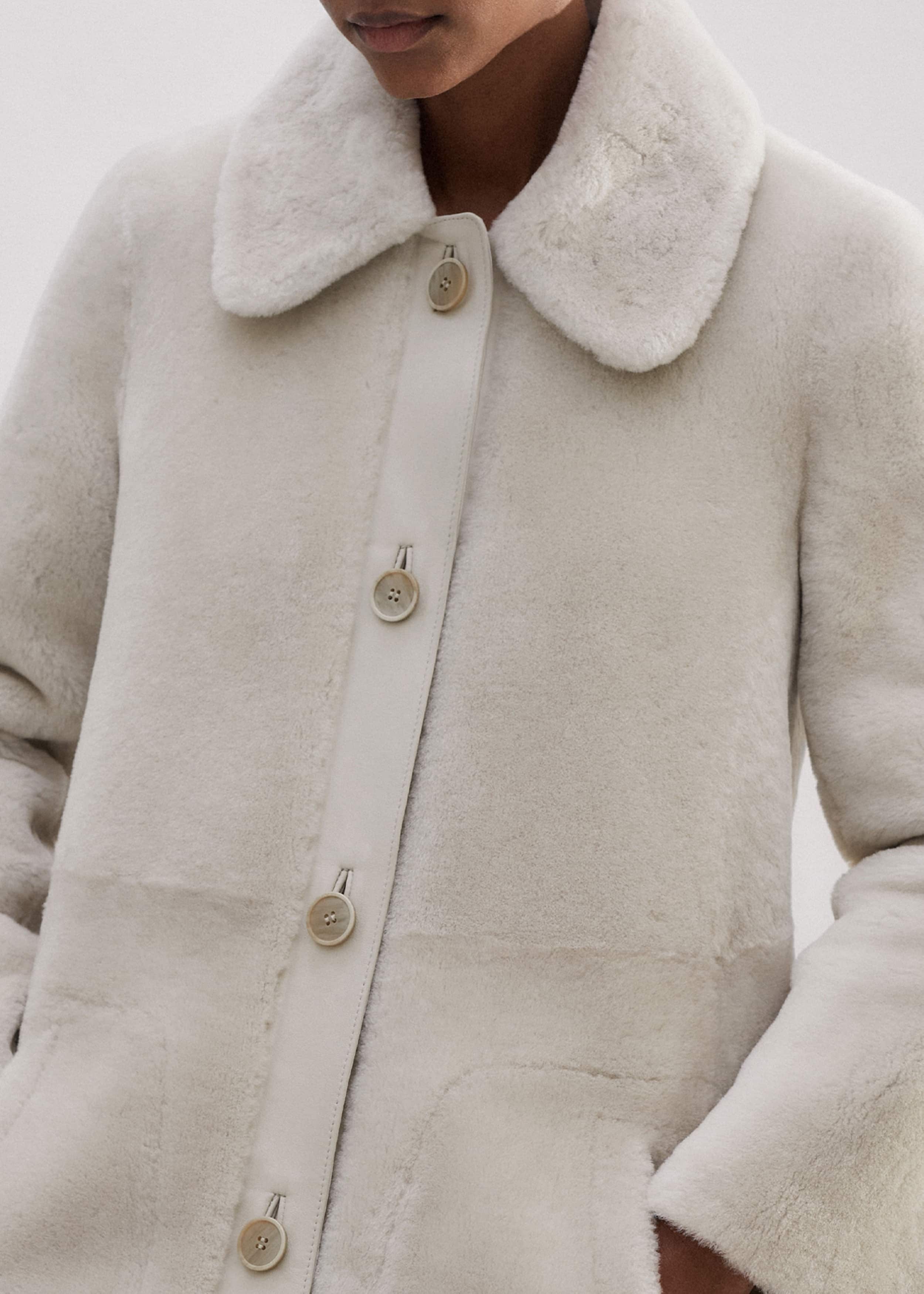 Natural Luxe Shearling Leather-Mix Swing Coat meandem