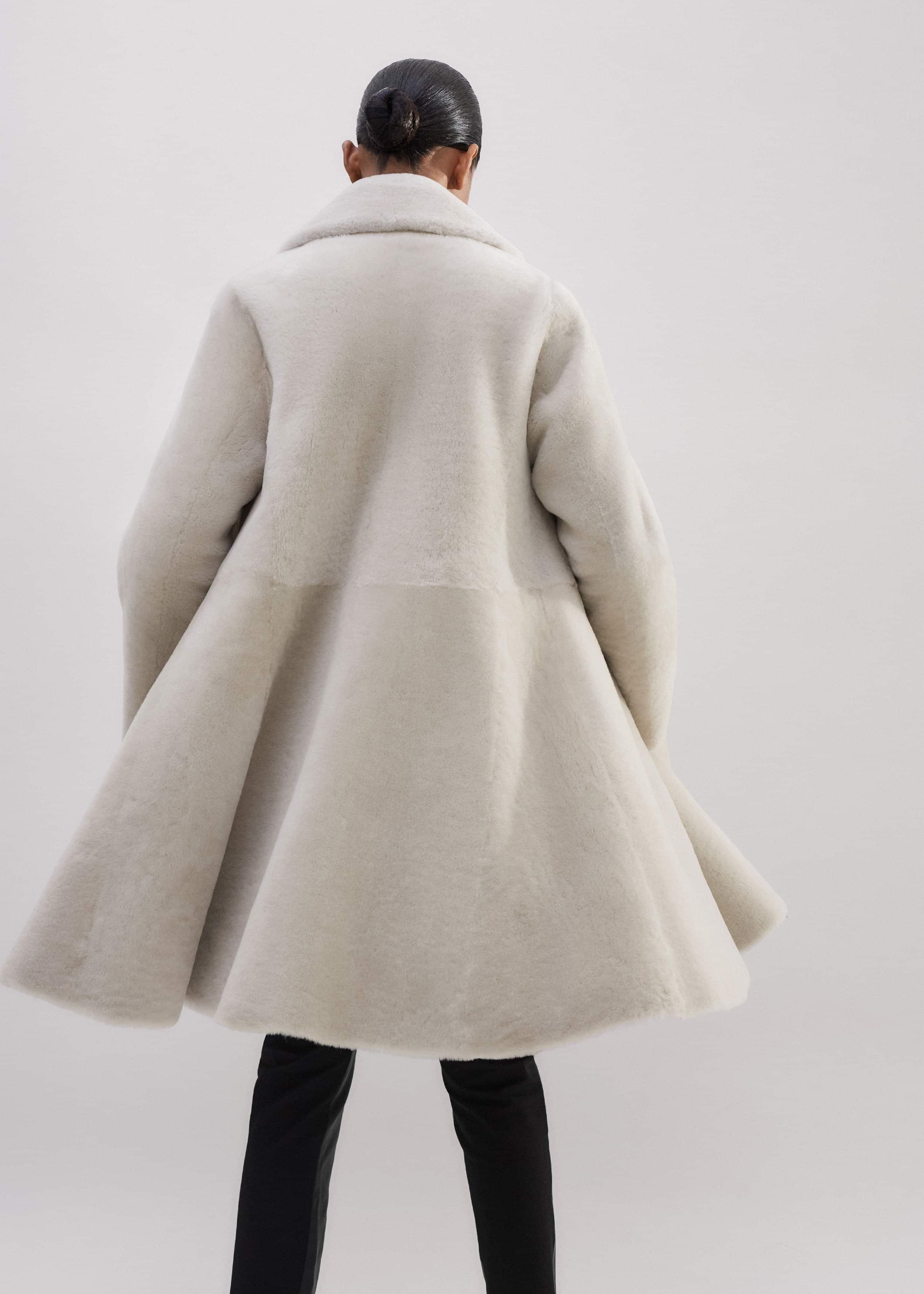 Natural Luxe Shearling Leather-Mix Swing Coat meandem