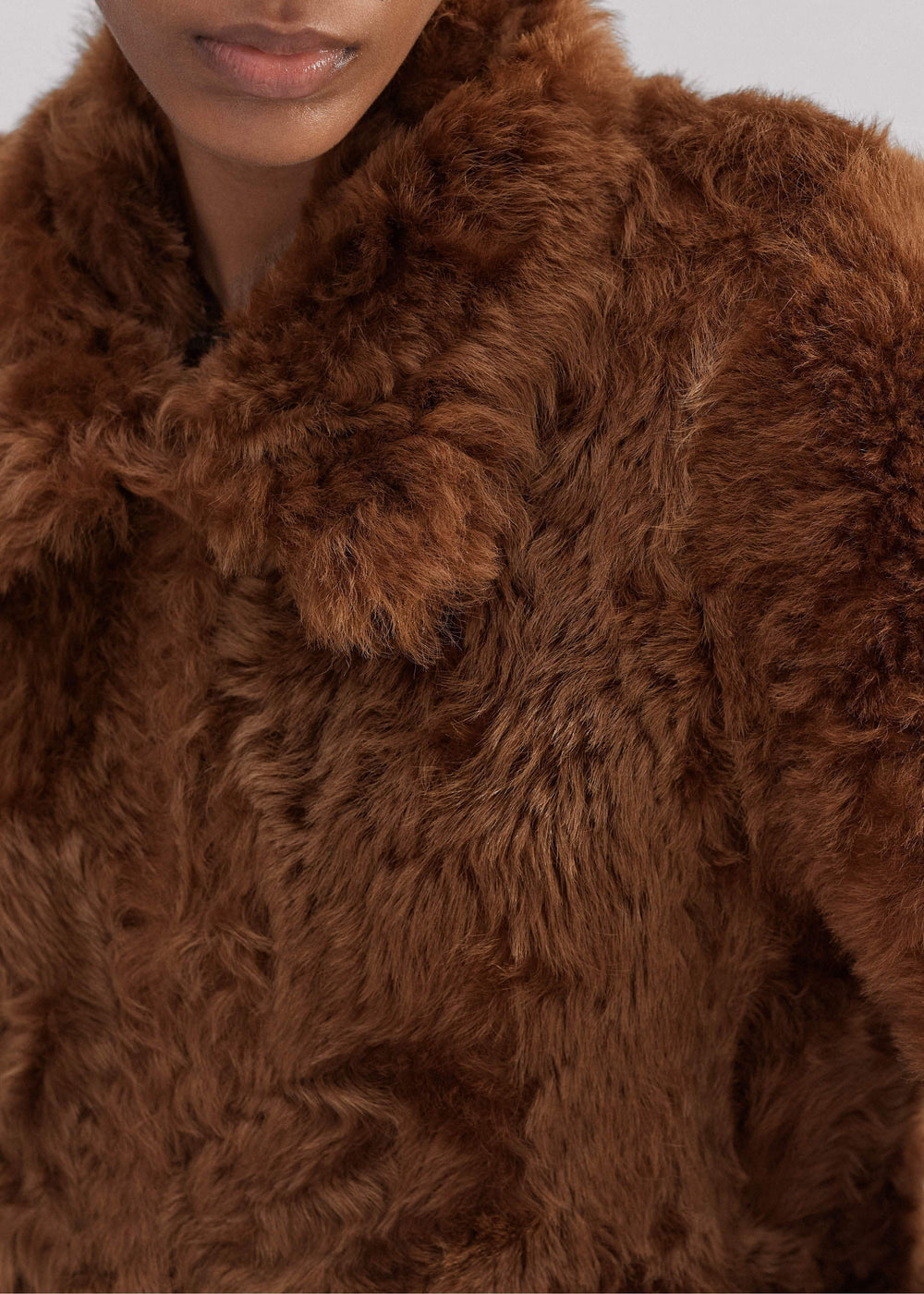 Brown Luxe Shearling Swing Coat meandem