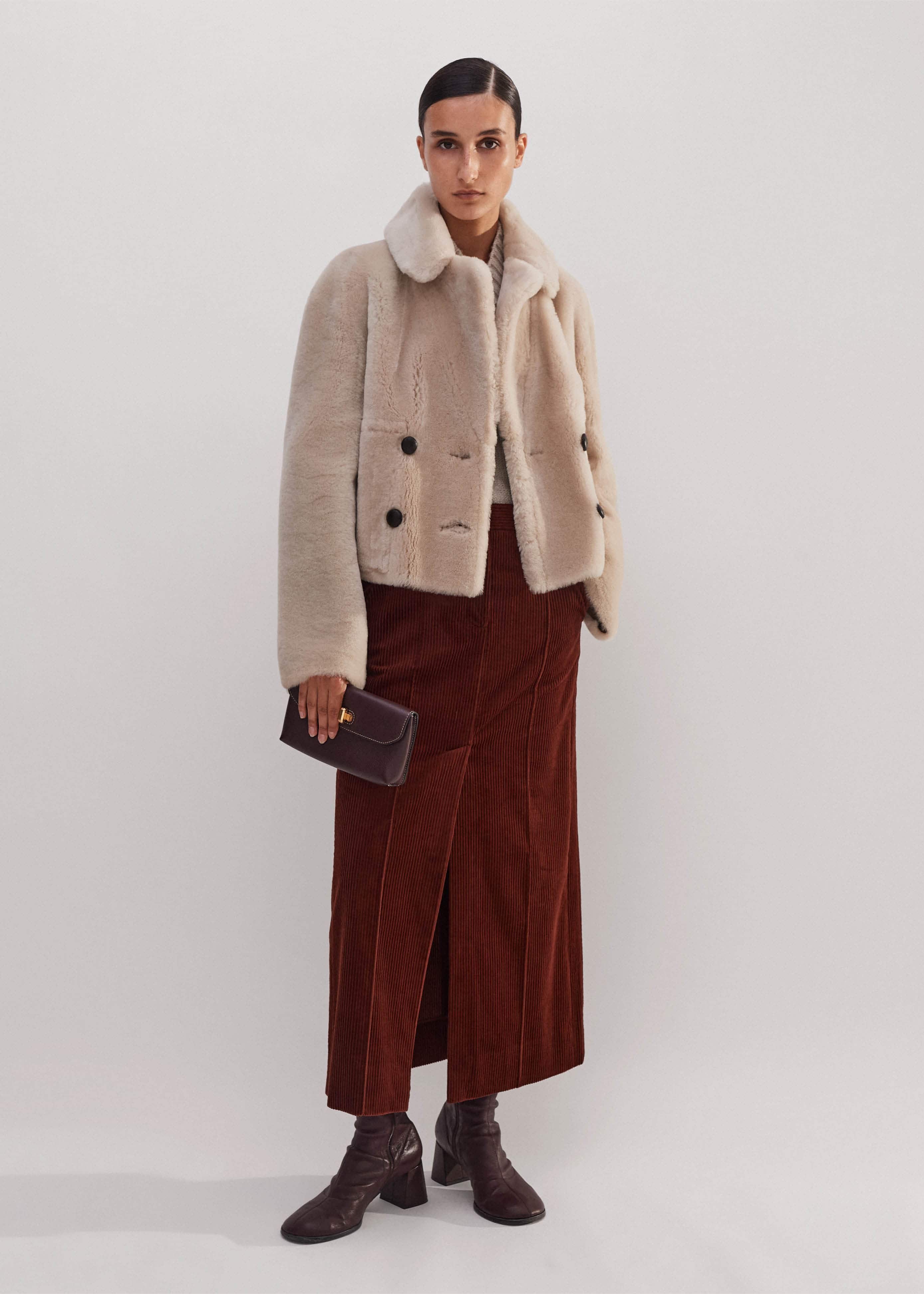 Cream Luxe Short Shearling Coat | Shearling Coats meandem