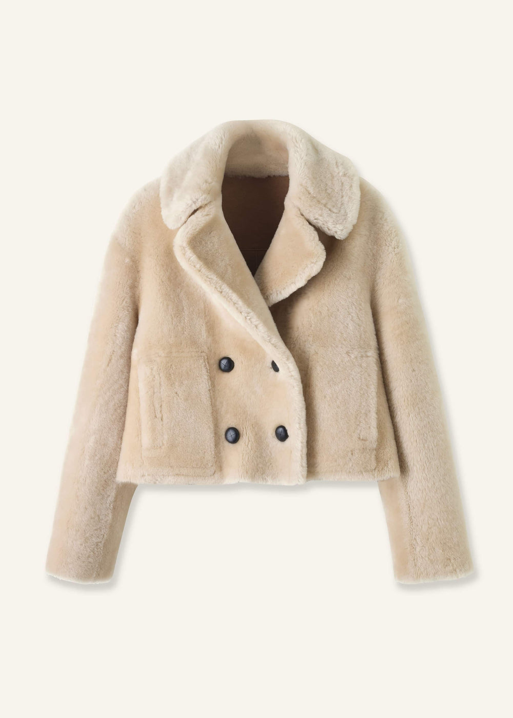 Cream Luxe Short Shearling Coat | Shearling Coats meandem