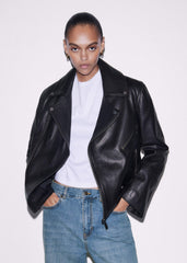 Black Authentic Leather Biker Jacket meandem