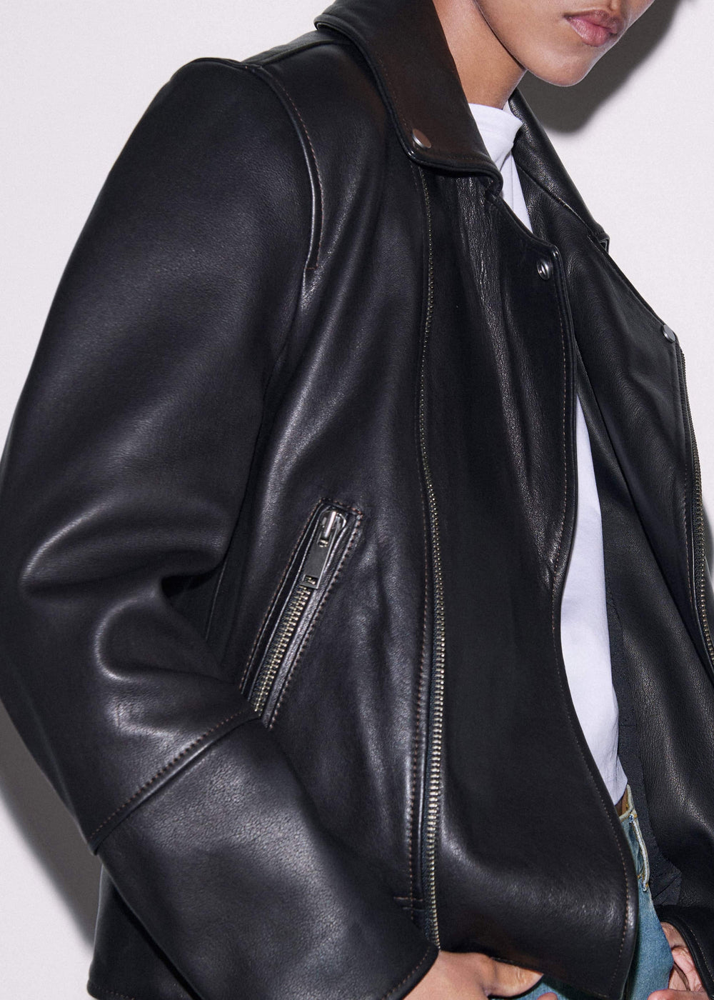 Black Authentic Leather Biker Jacket meandem