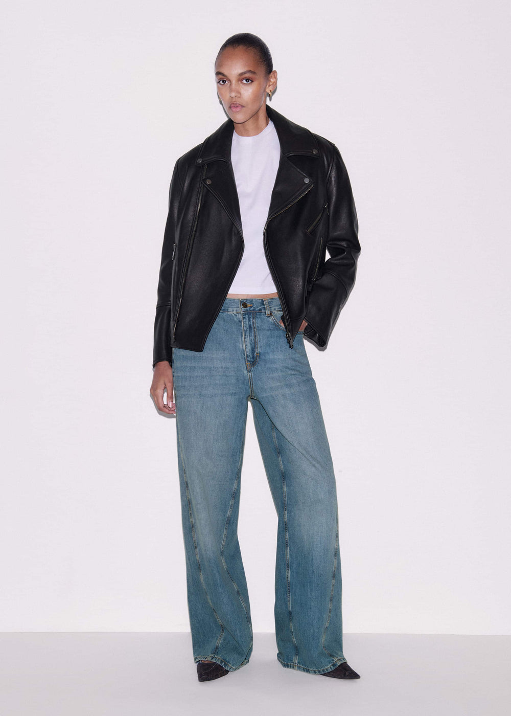 Black Authentic Leather Biker Jacket meandem