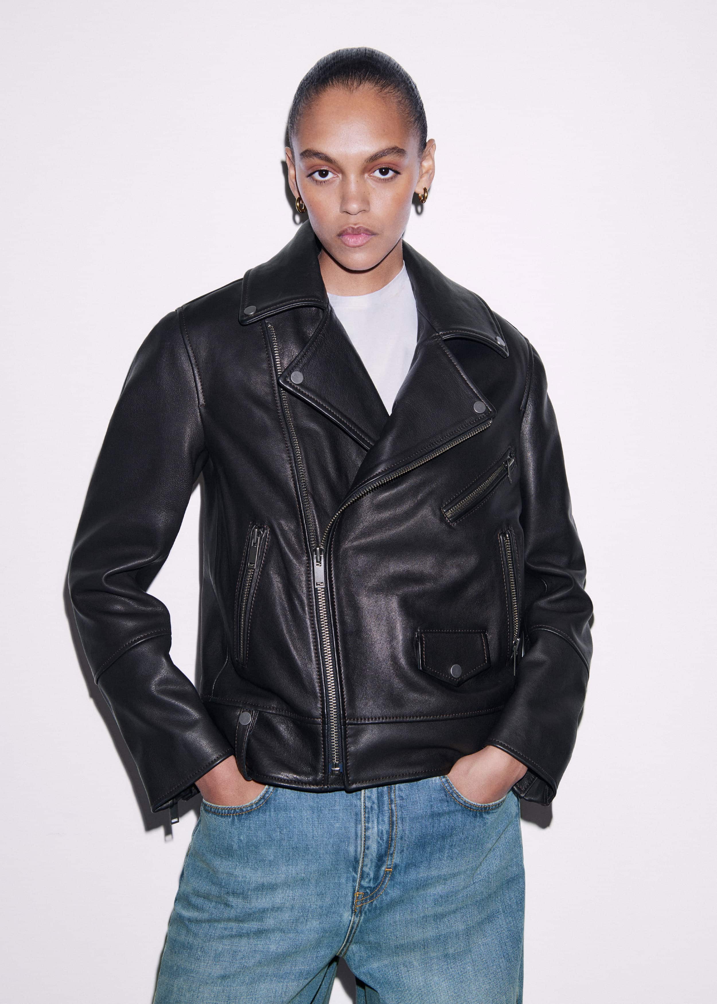 Black Authentic Leather Biker Jacket meandem