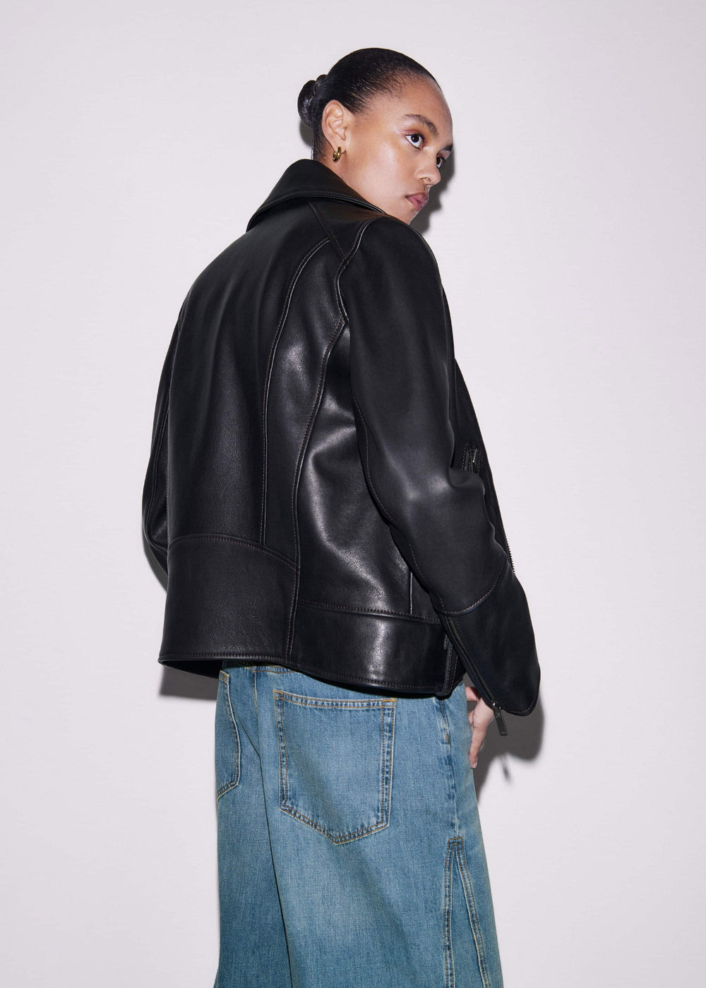 Black Authentic Leather Biker Jacket meandem