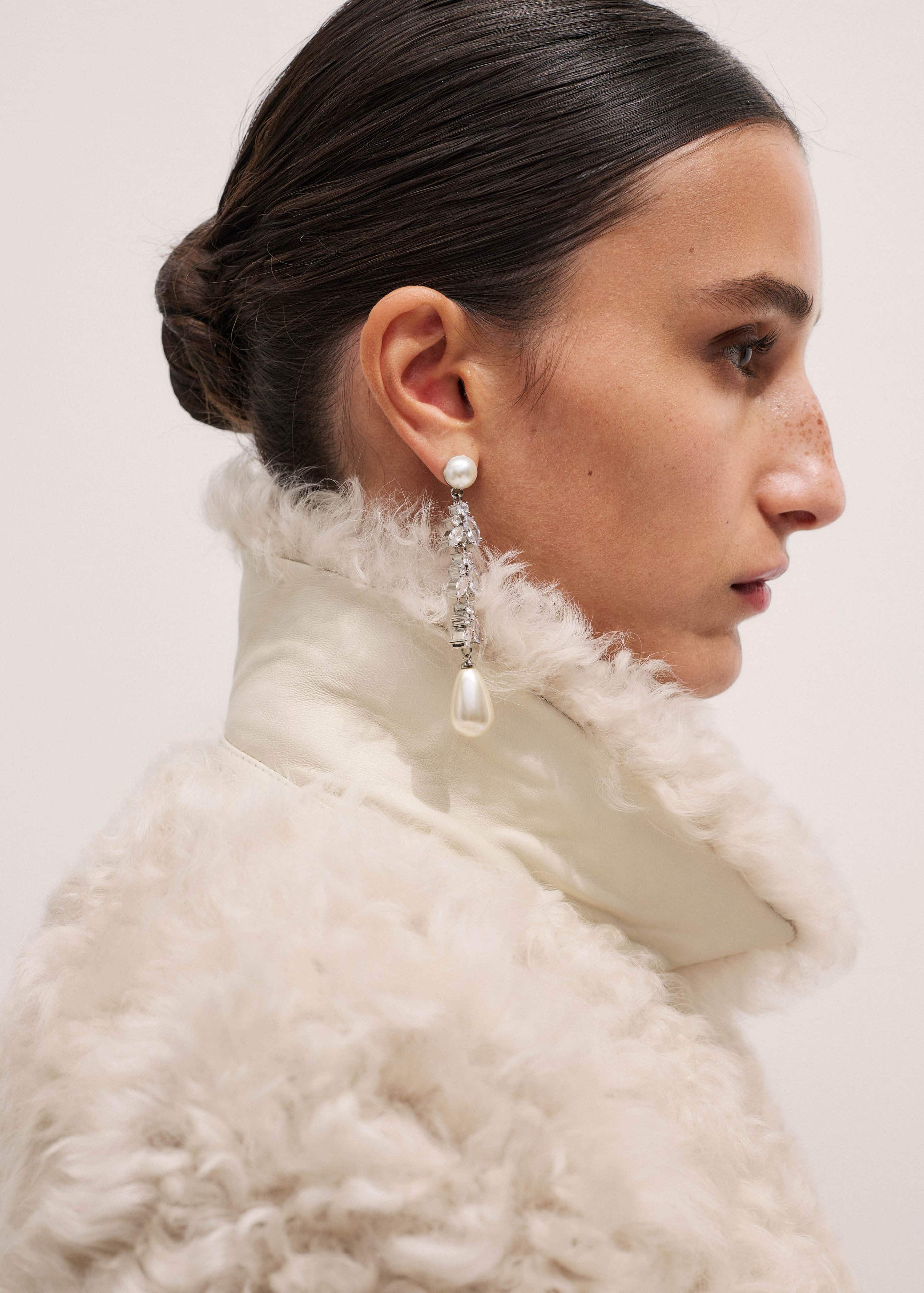 Cream Luxe Shearling Bomber Jacket meandem