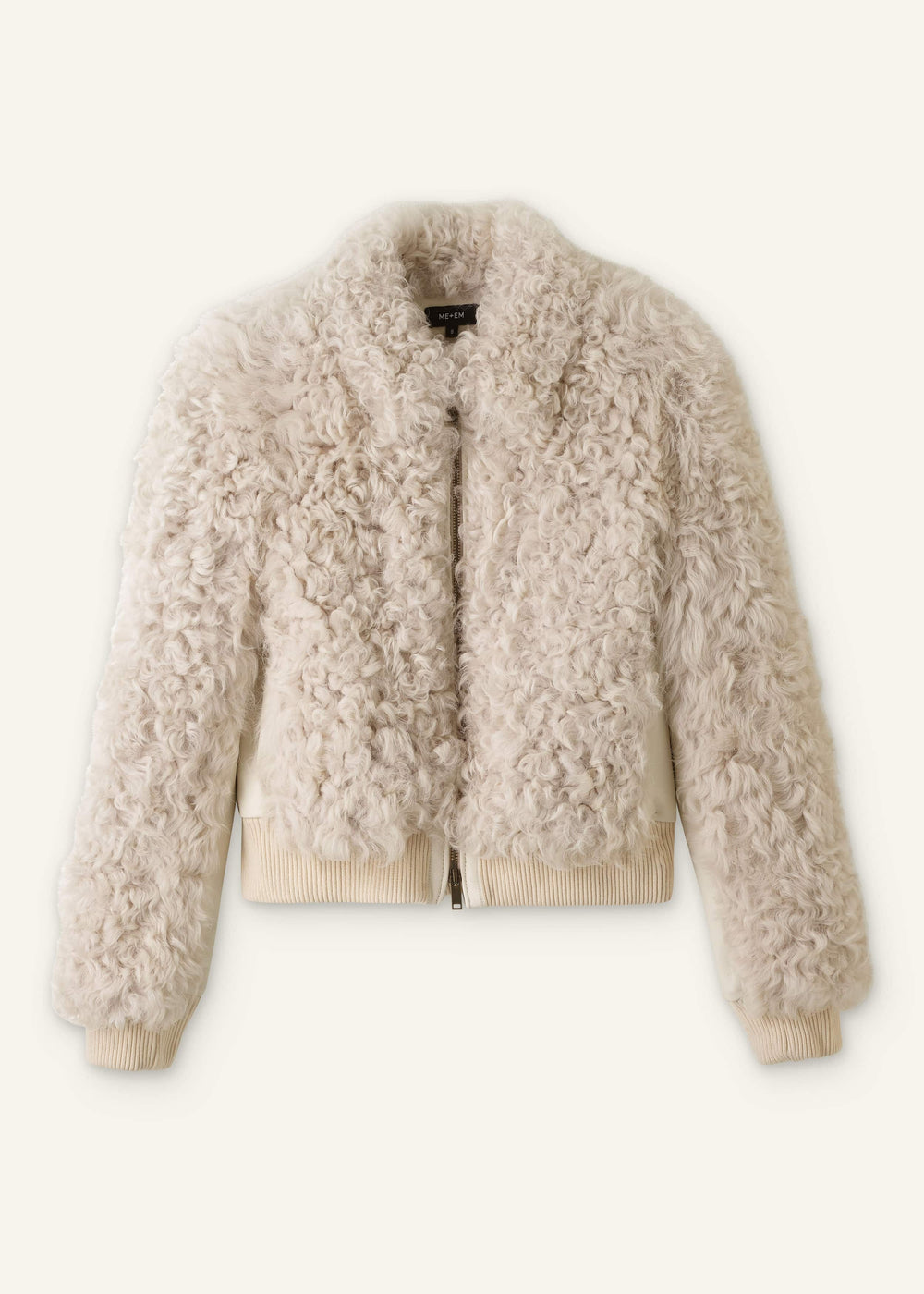 Cream Luxe Shearling Bomber Jacket meandem