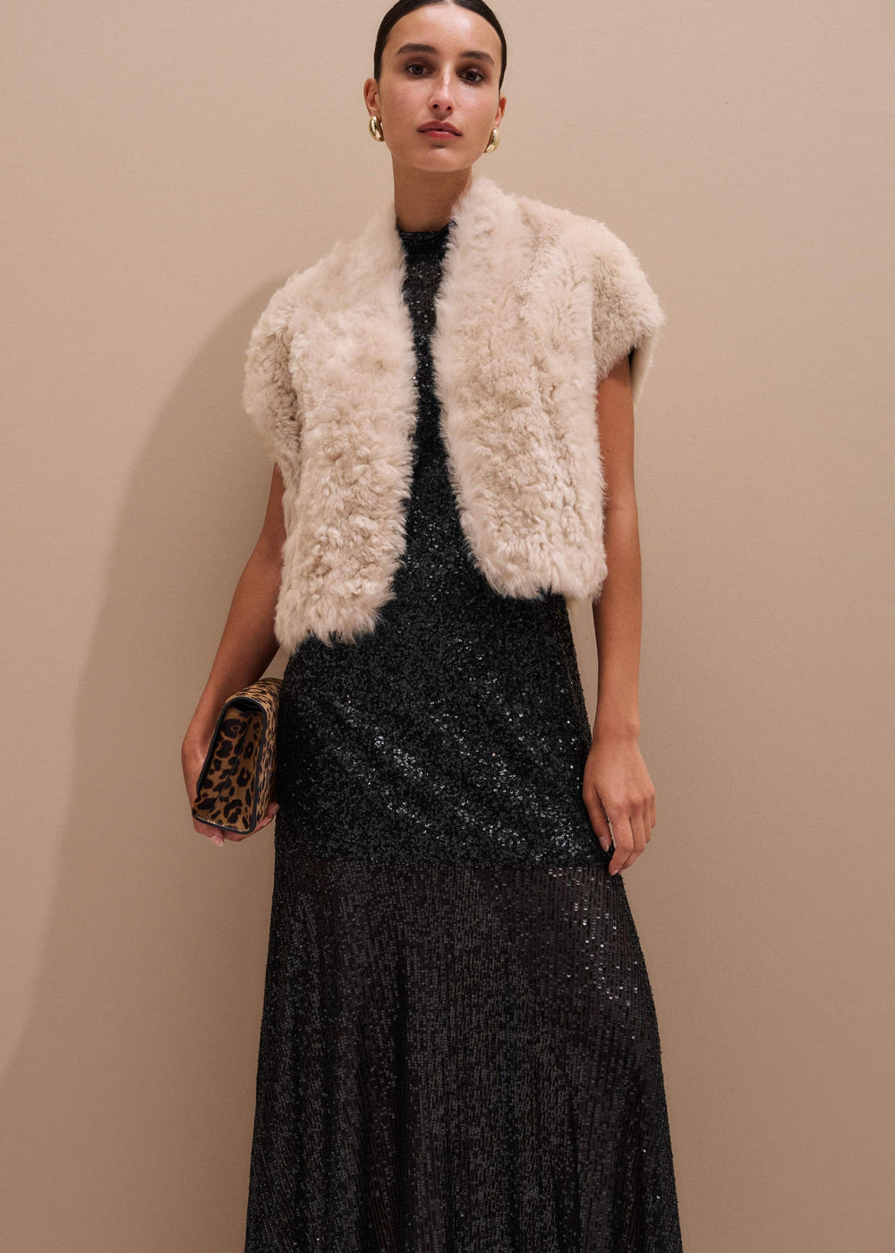Cream Shearling Evening Layering Shrug meandem
