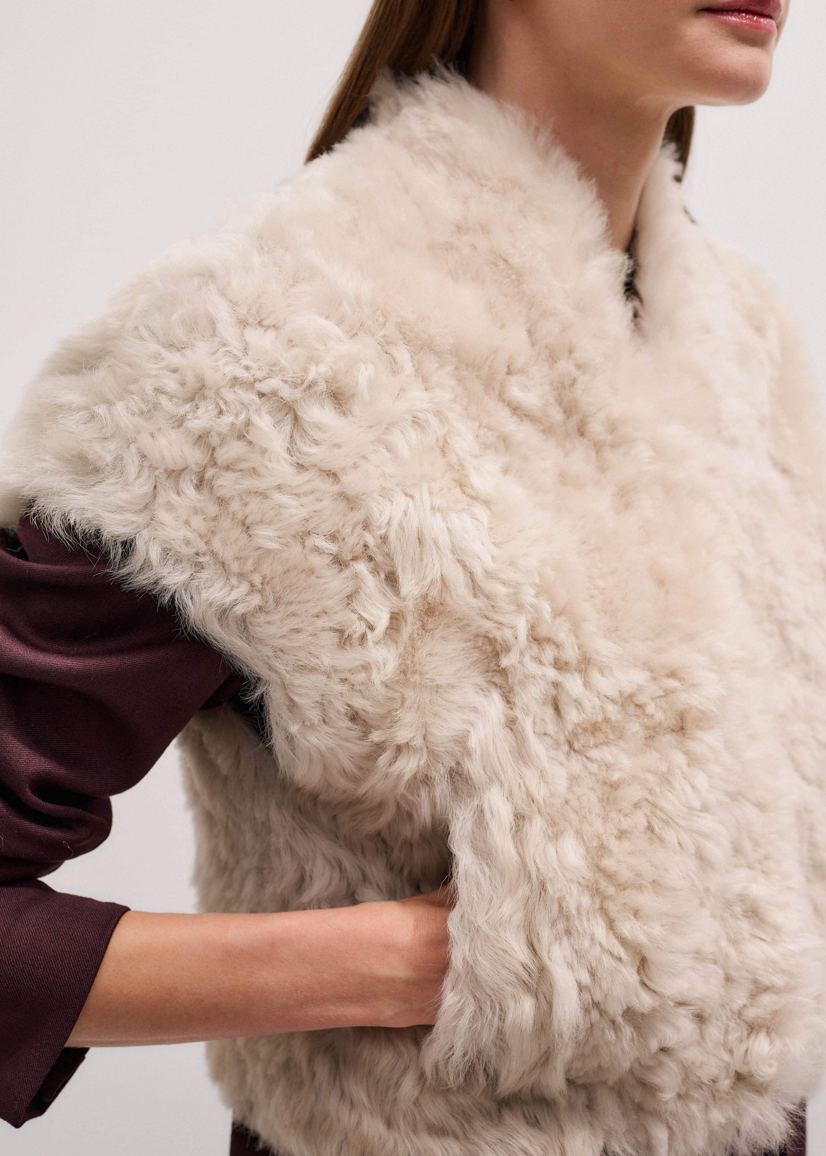 Cream Shearling Evening Layering Shrug meandem