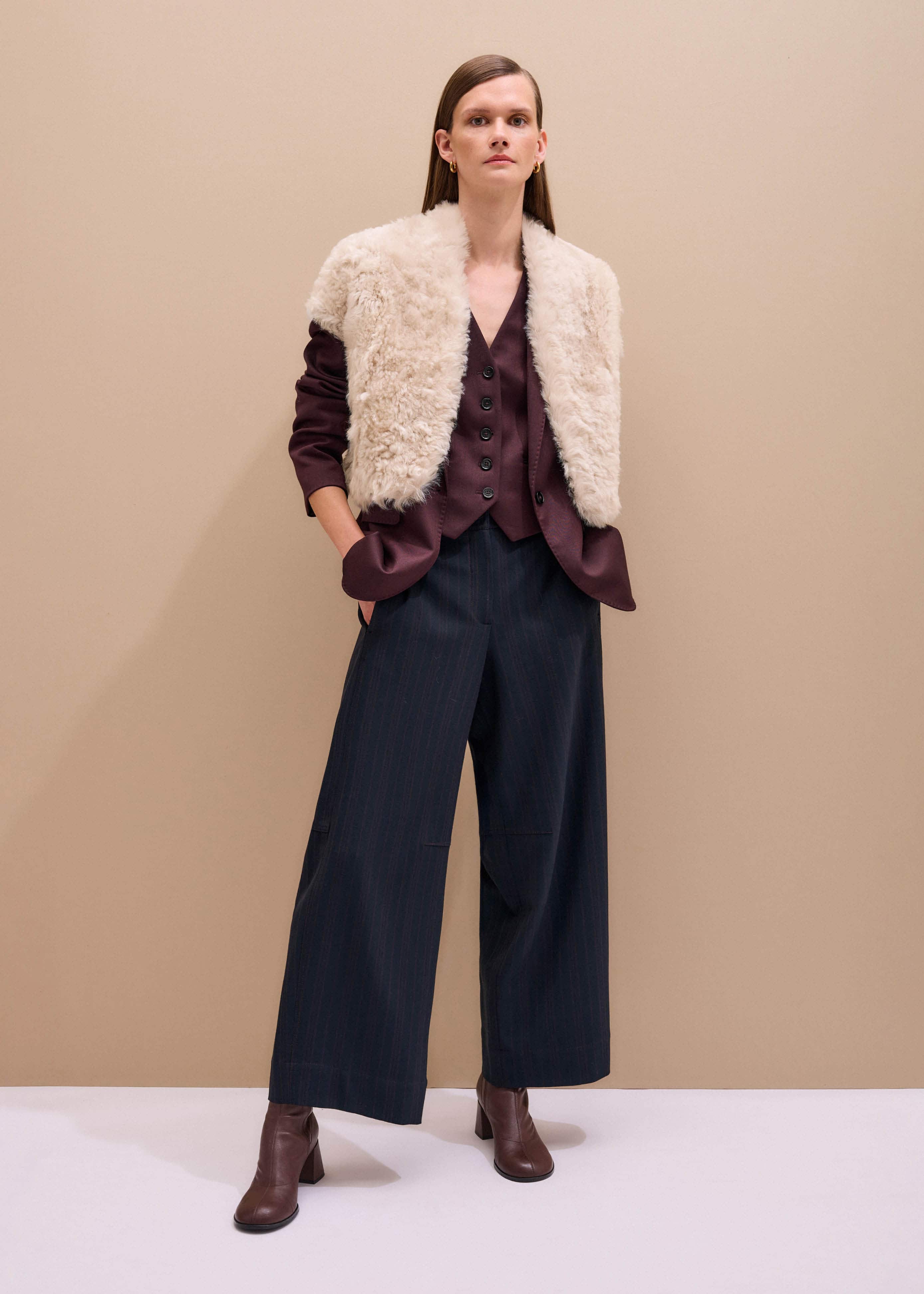 Cream Shearling Evening Layering Shrug meandem