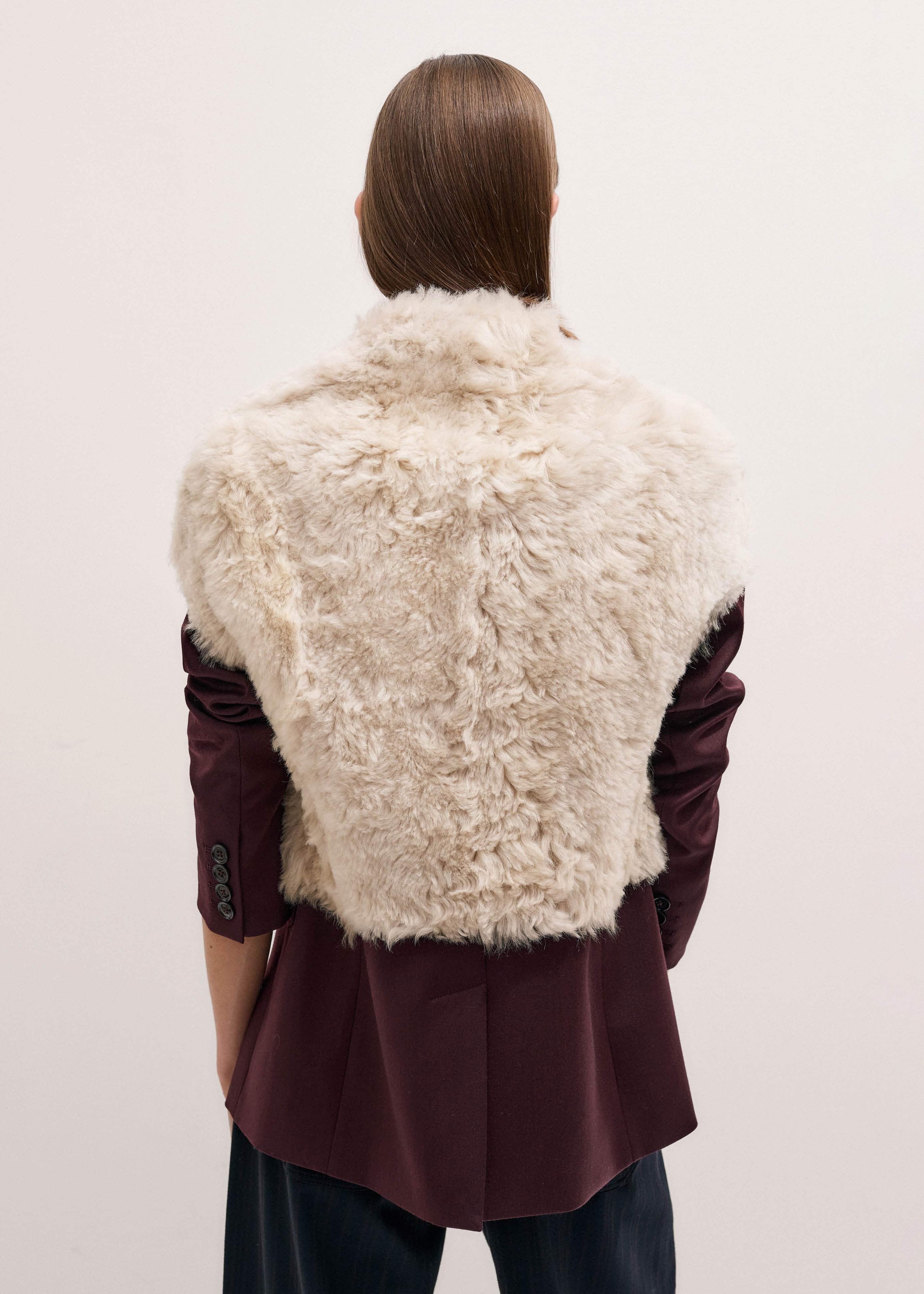 Cream Shearling Evening Layering Shrug meandem