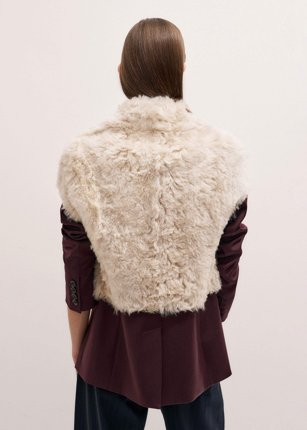 Cream Shearling Evening Layering Shrug meandem