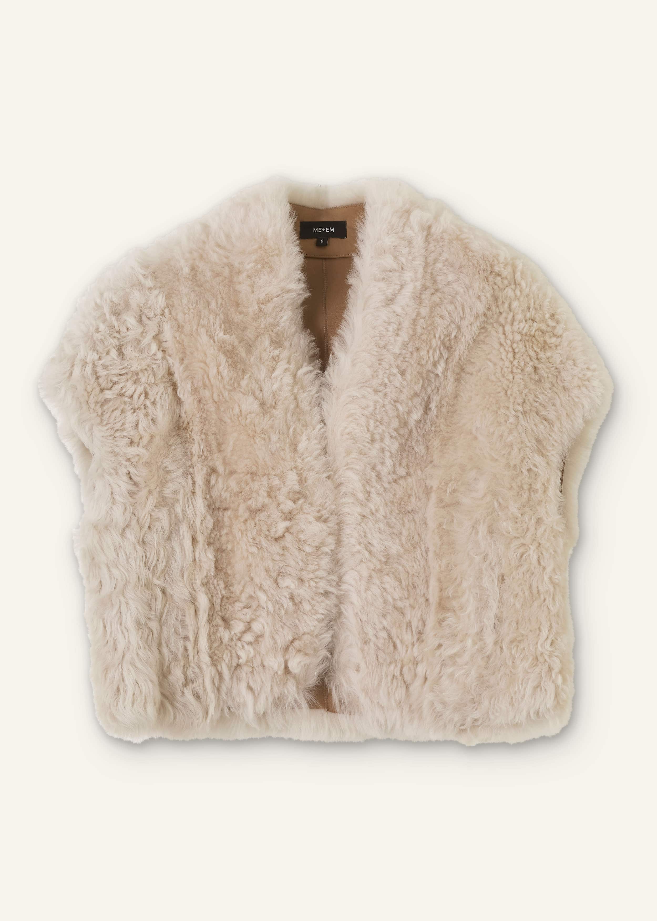 Cream Shearling Evening Layering Shrug meandem