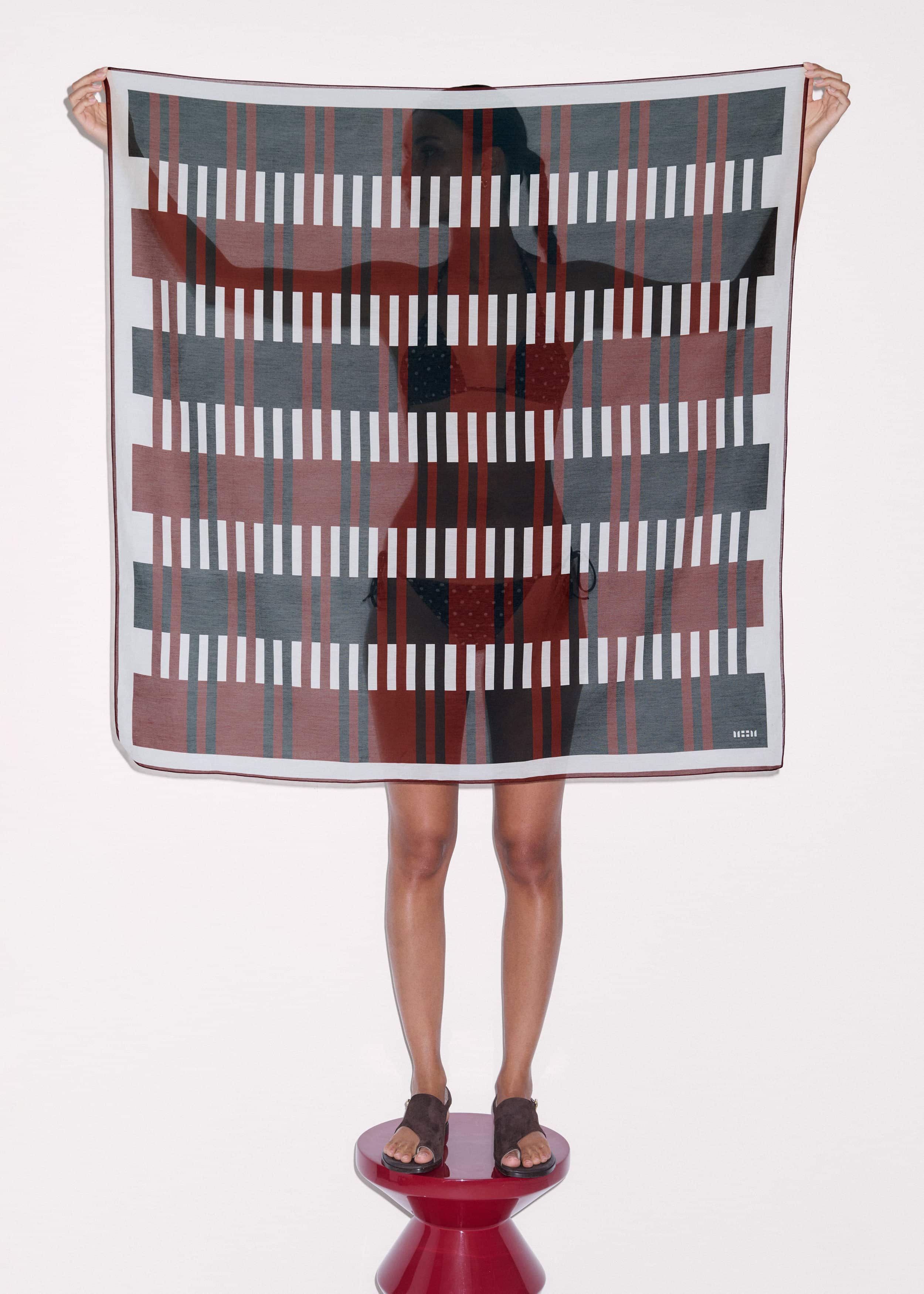 Cinnamon Brown Stripe Summer Scarf meandem