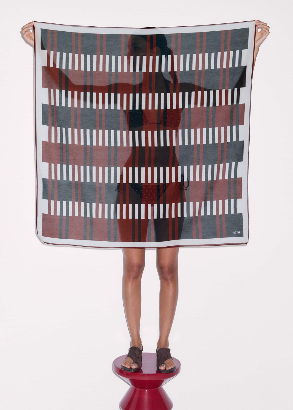 Cinnamon Brown Stripe Summer Scarf meandem